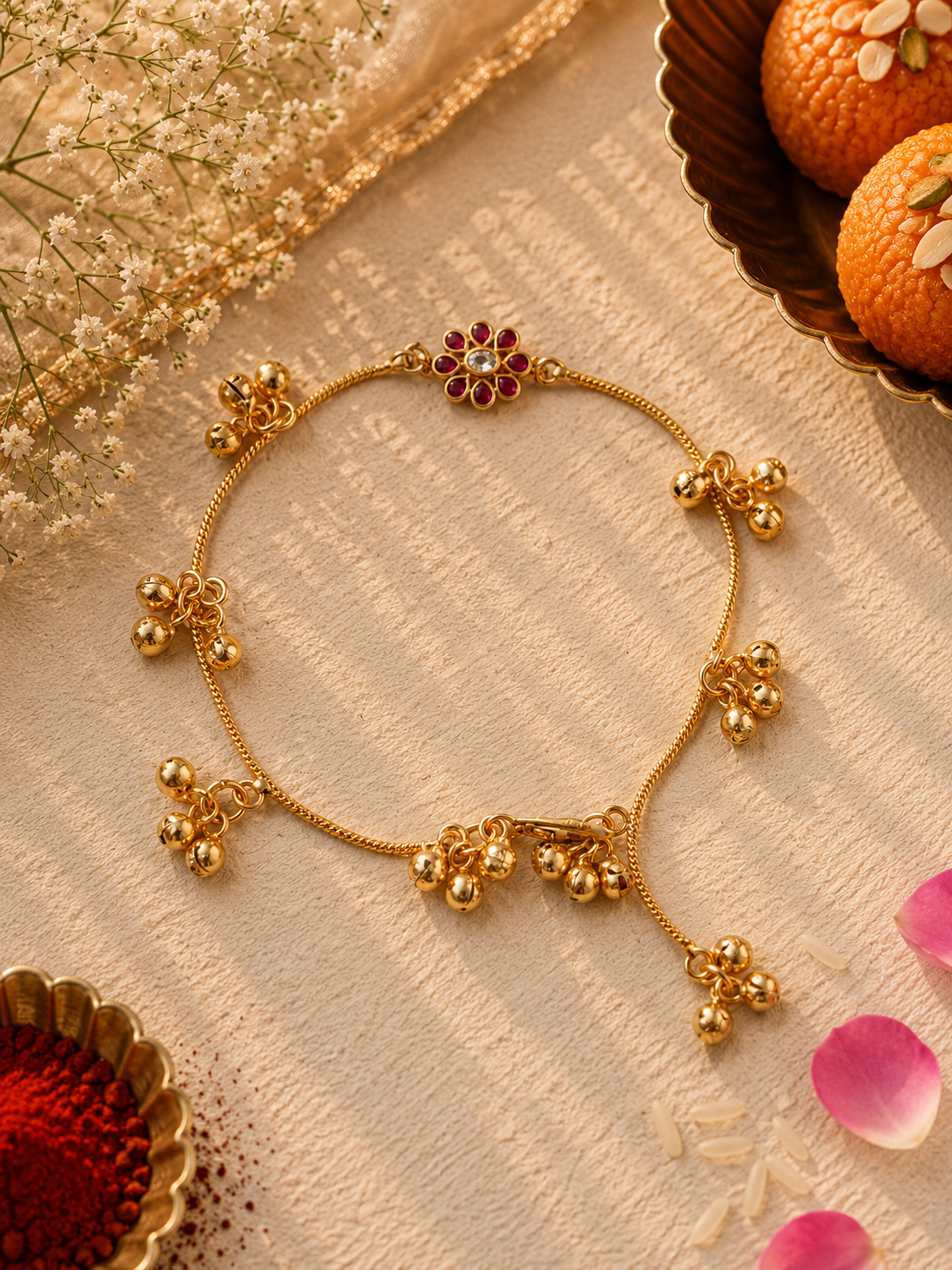 Polki floral rakhi and bhabhi rakhi