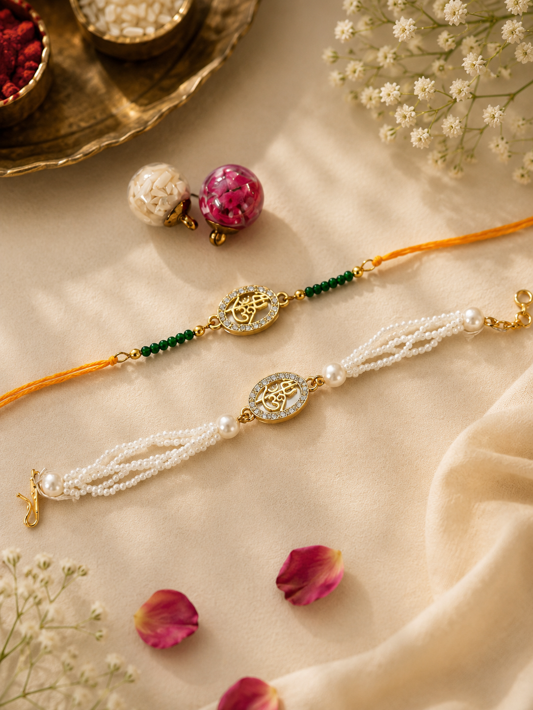 Om rakhi and bhabhi rakhi set