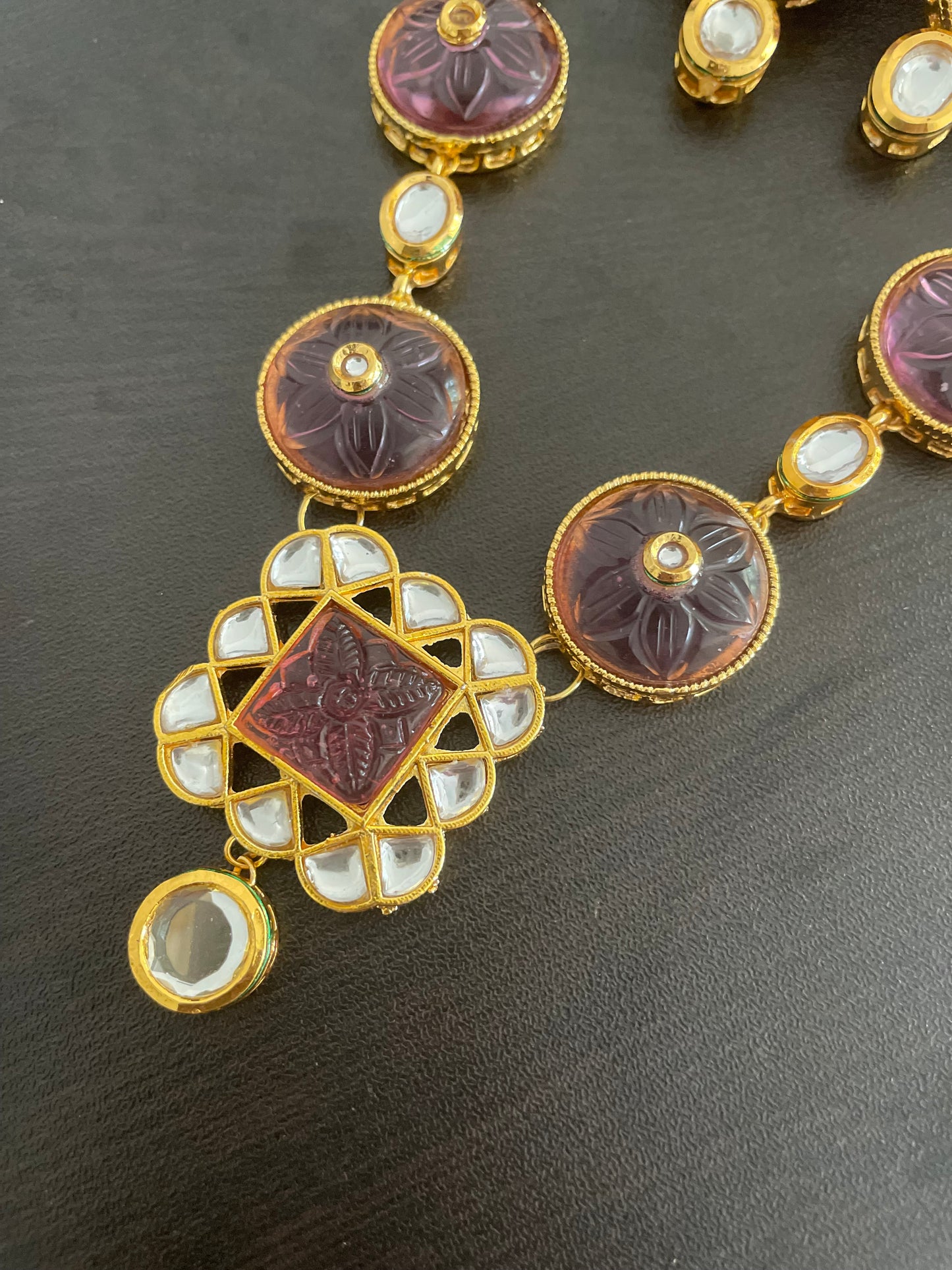 Mauve magic kundan necklace