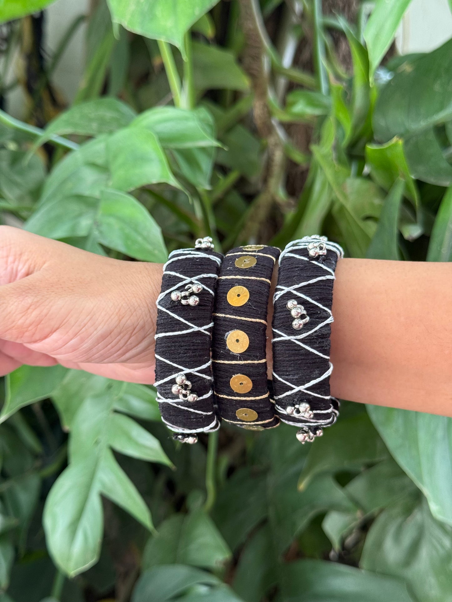 Set of 3 black bangles