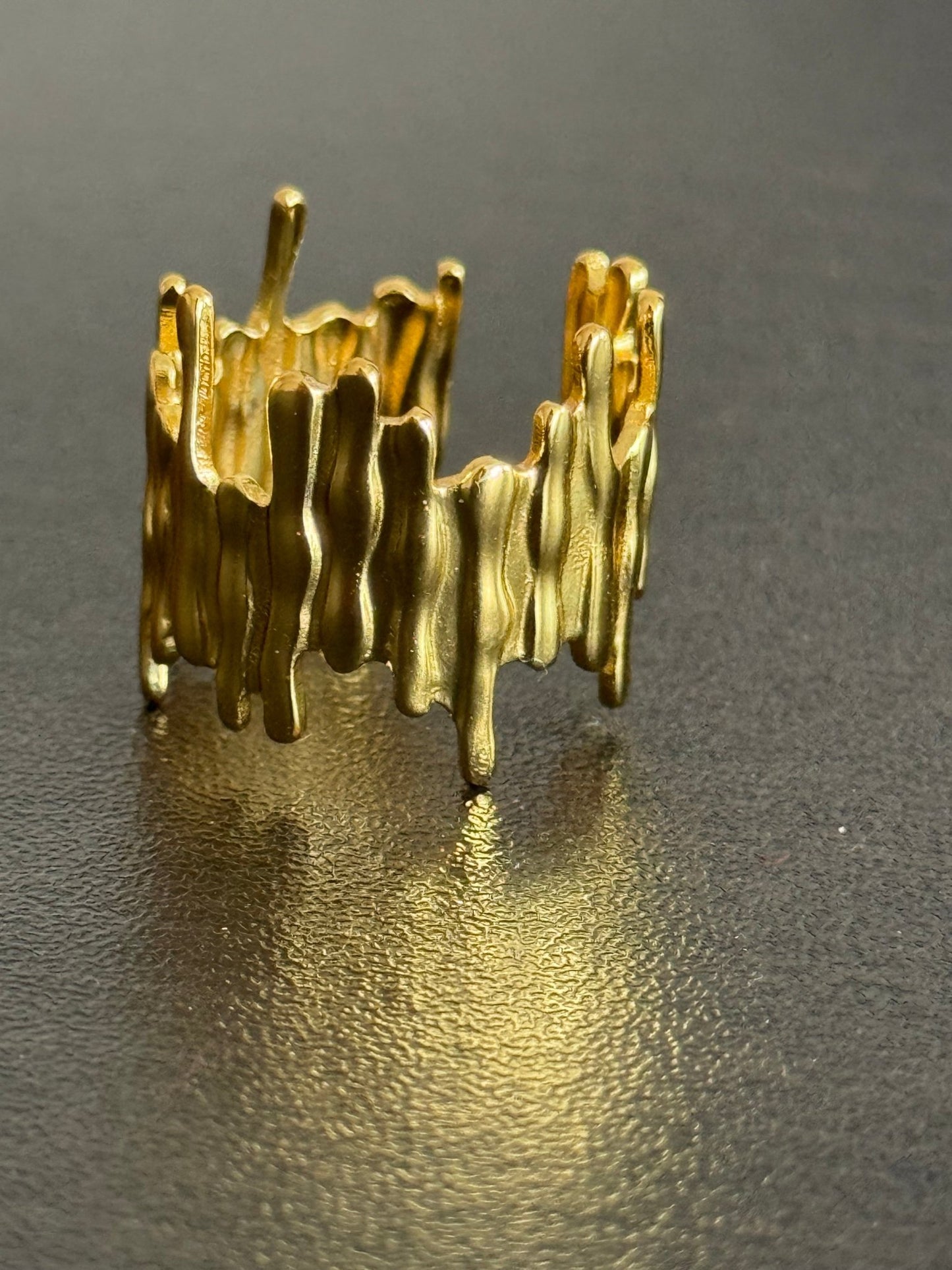 Abstract anti tarnish golden ring - Kalakari