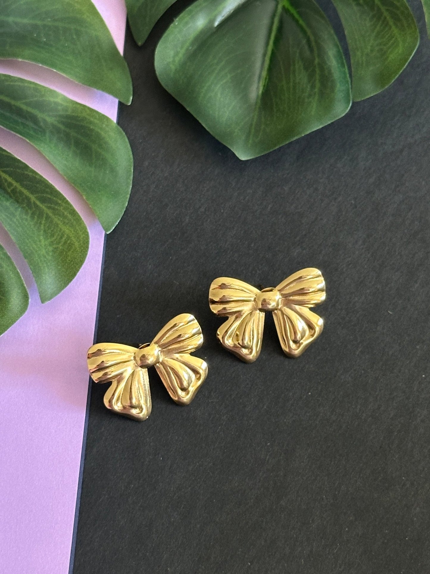 Anti tarnish bow earrings - Kalakari