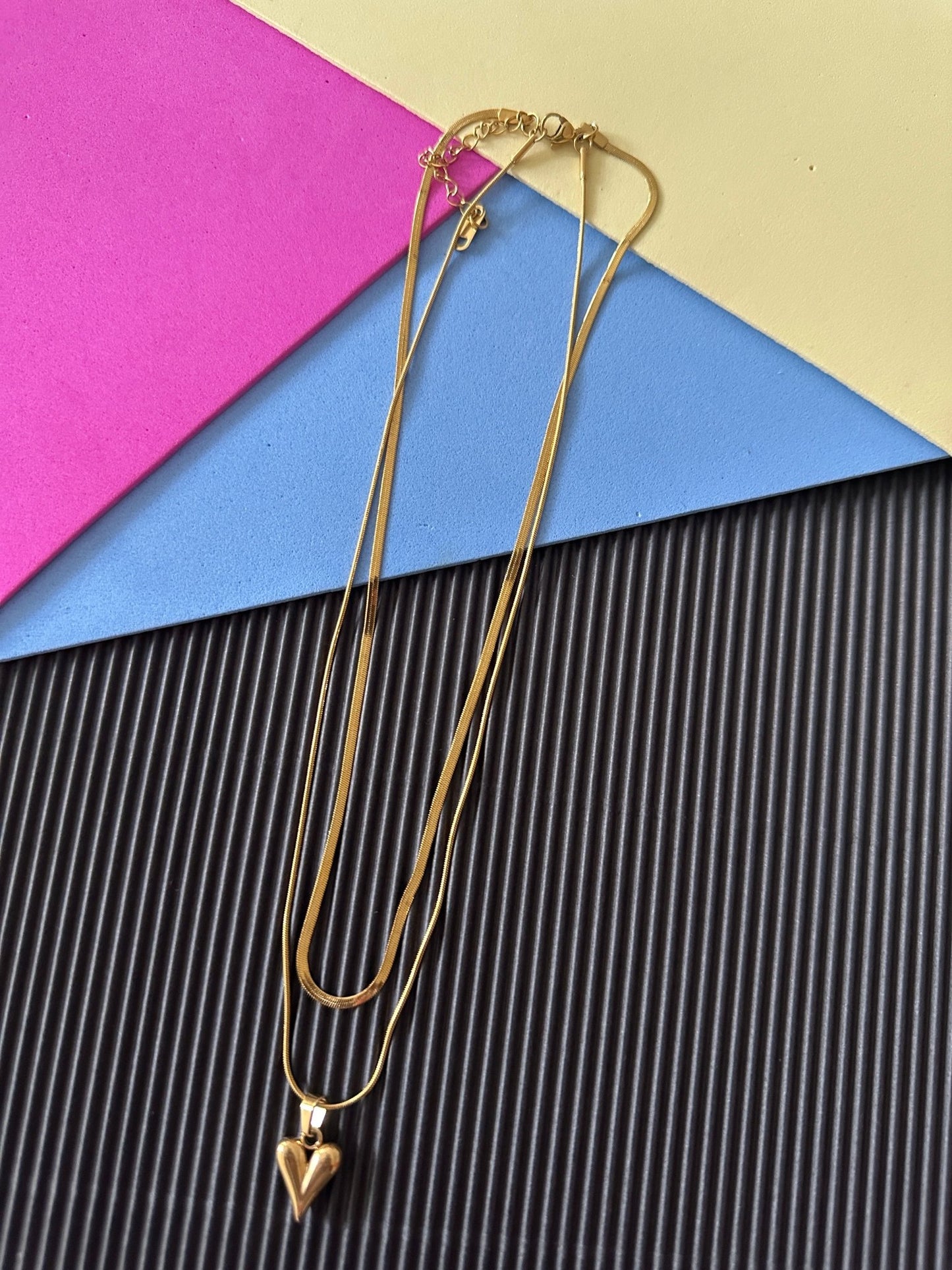 Anti tarnish layered heart necklace - Kalakari