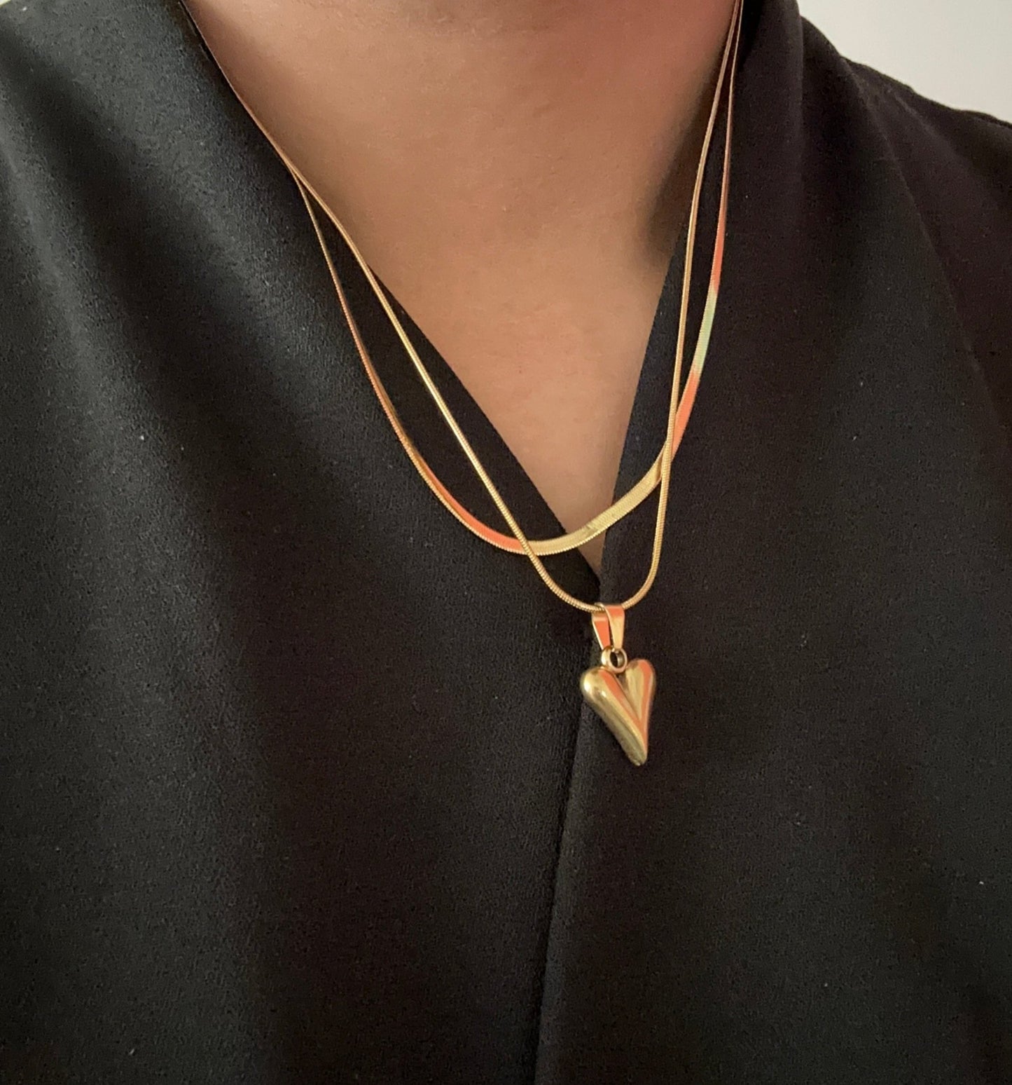 Anti tarnish layered heart necklace - Kalakari