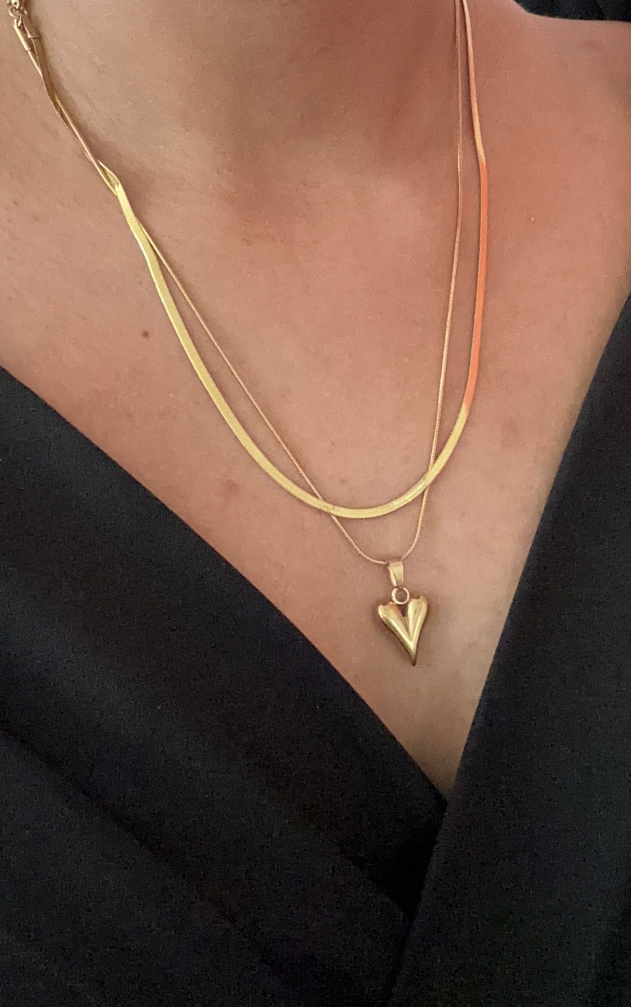 Anti tarnish layered heart necklace - Kalakari
