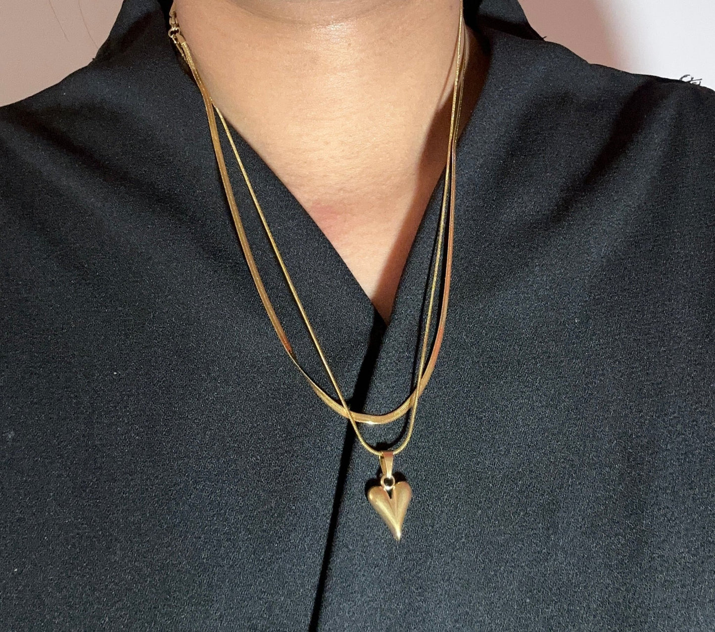 Anti tarnish layered heart necklace - Kalakari