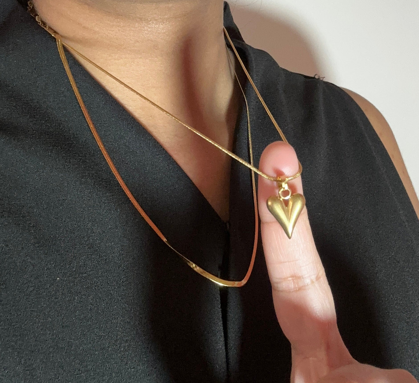 Anti tarnish layered heart necklace - Kalakari