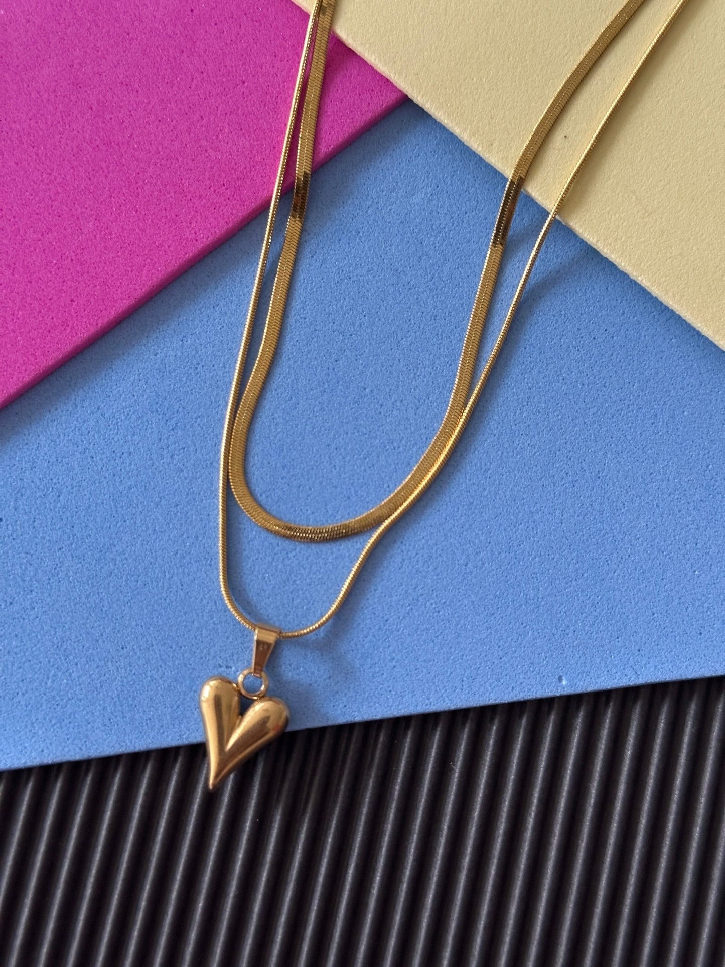 Anti tarnish layered heart necklace - Kalakari