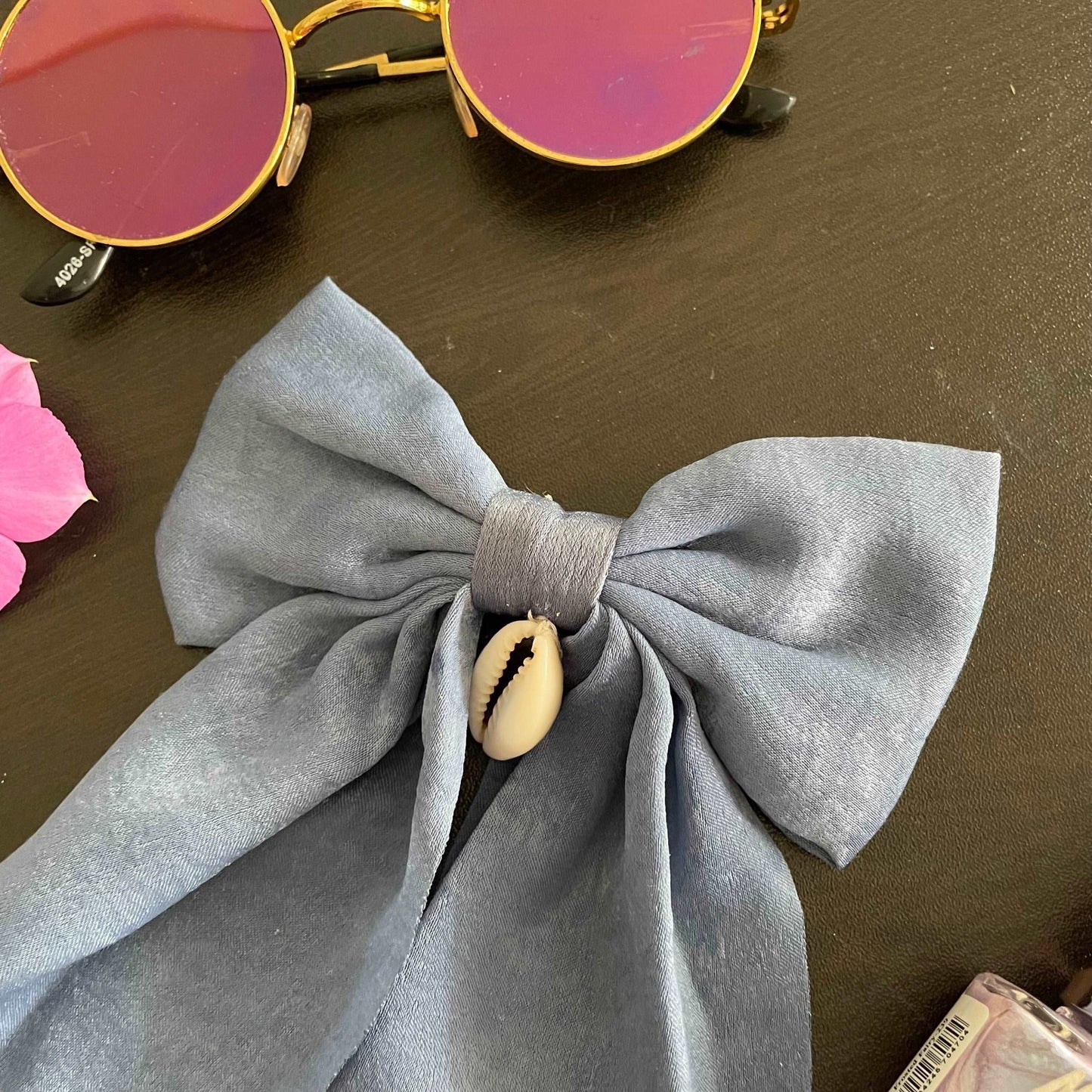 Baby blue velvet bow - Kalakari