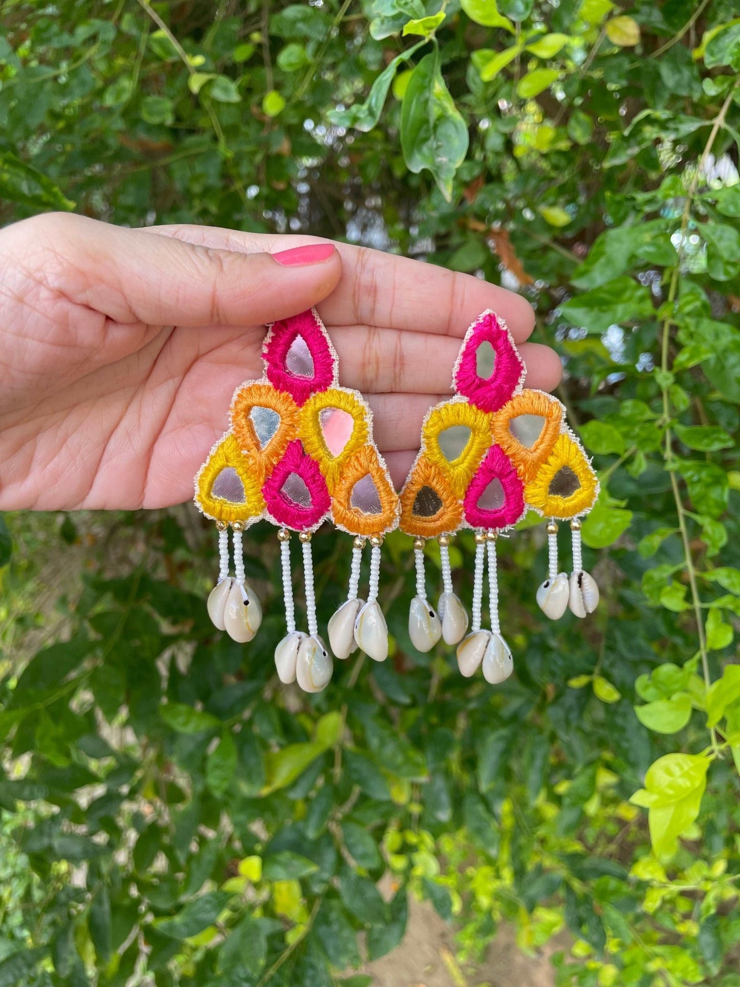 Boho mirror necklace set for Haldi / Mehendi - Kalakari