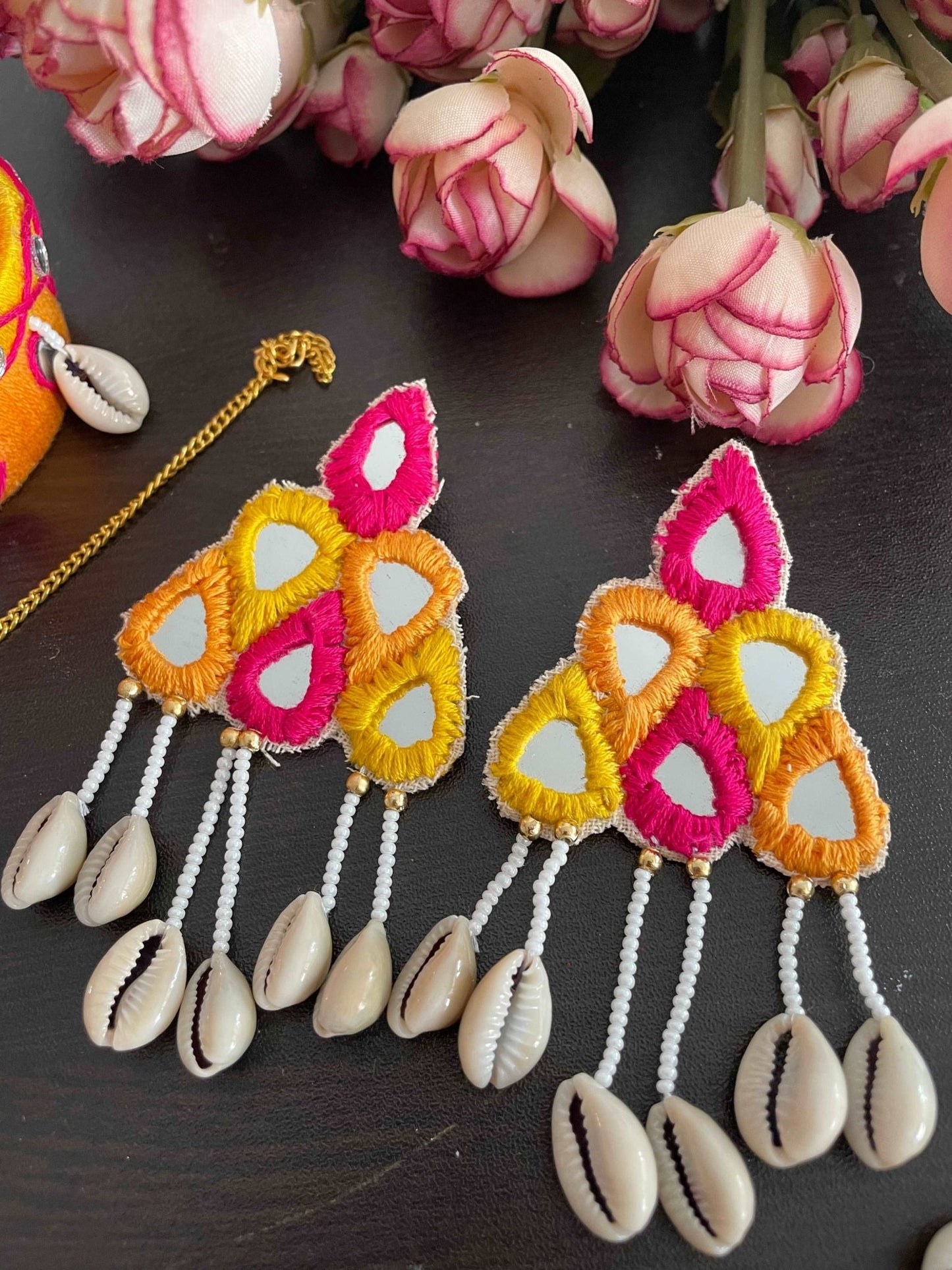 Boho mirror necklace set for Haldi / Mehendi - Kalakari
