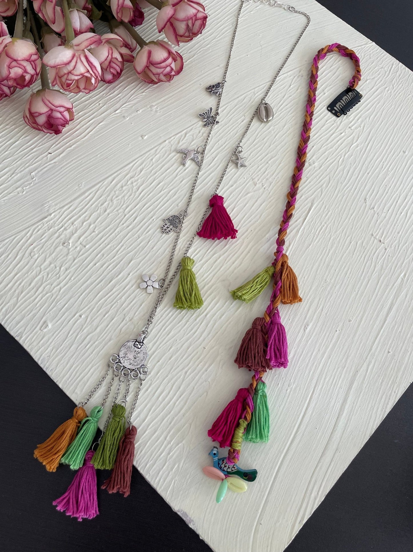 Combo of boho necklace and hair accessory - Kalakari