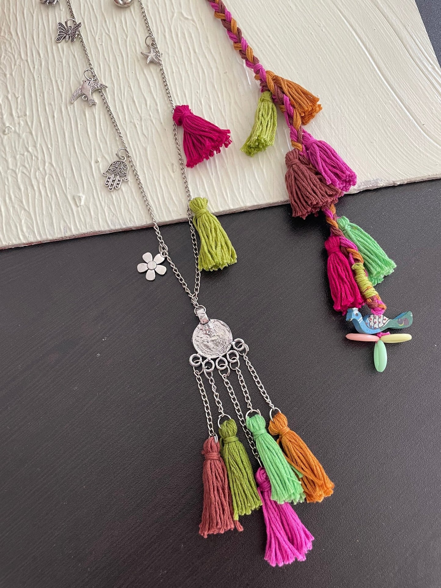 Combo of boho necklace and hair accessory - Kalakari