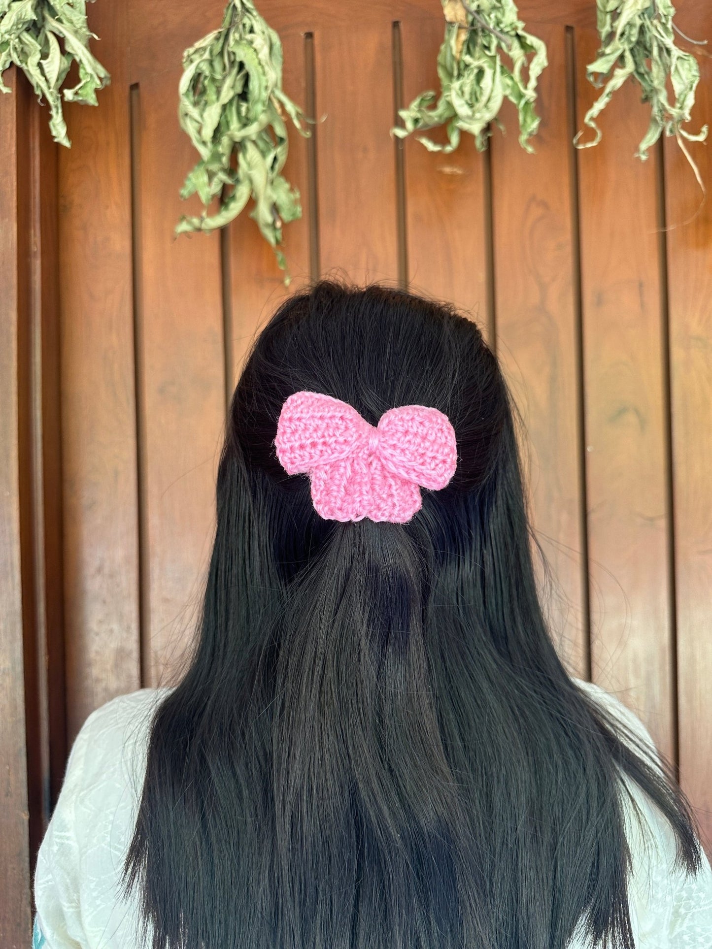 Cute crochet mini hairbow (pink) - Kalakari