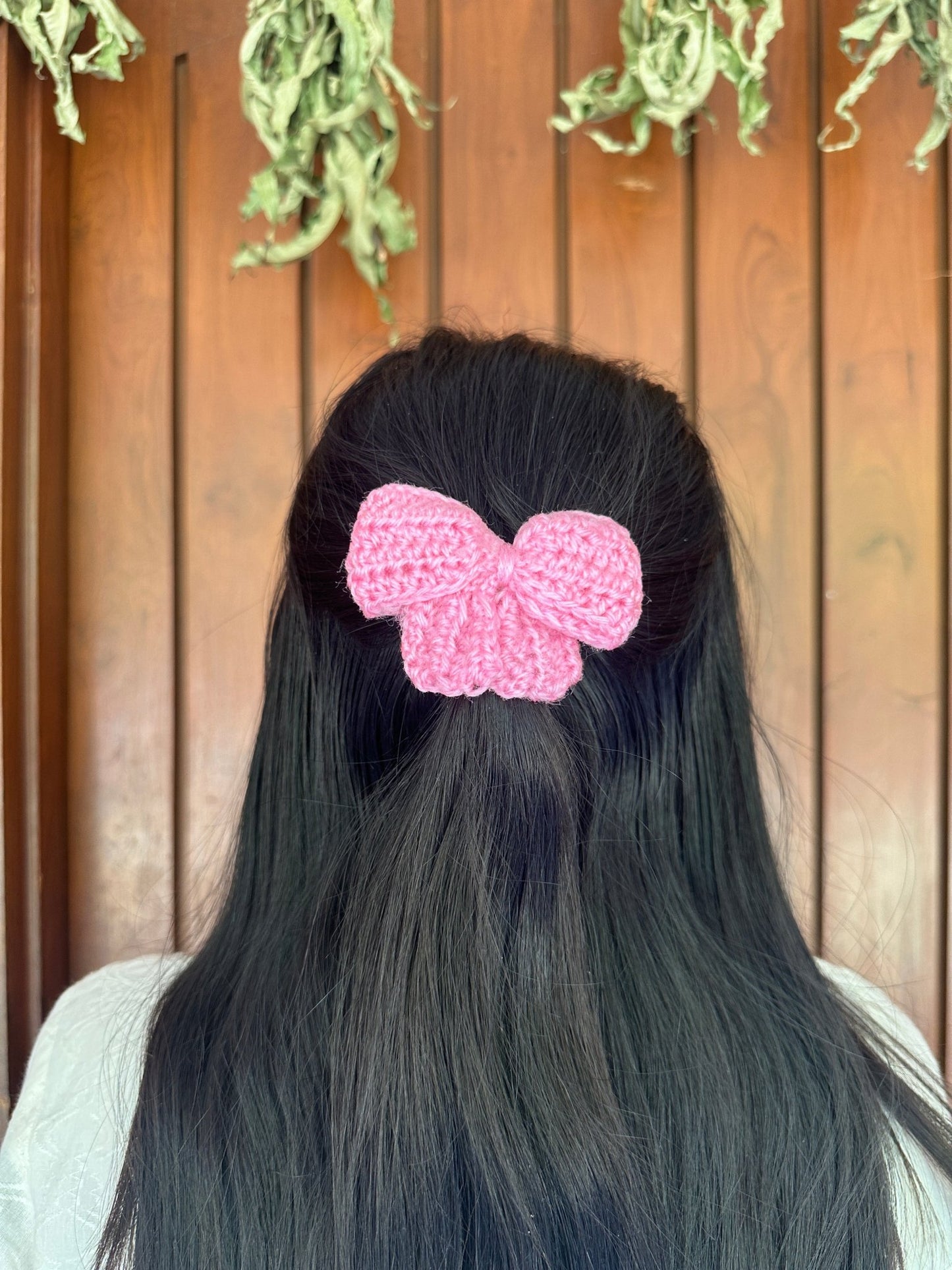 Cute crochet mini hairbow (pink) - Kalakari