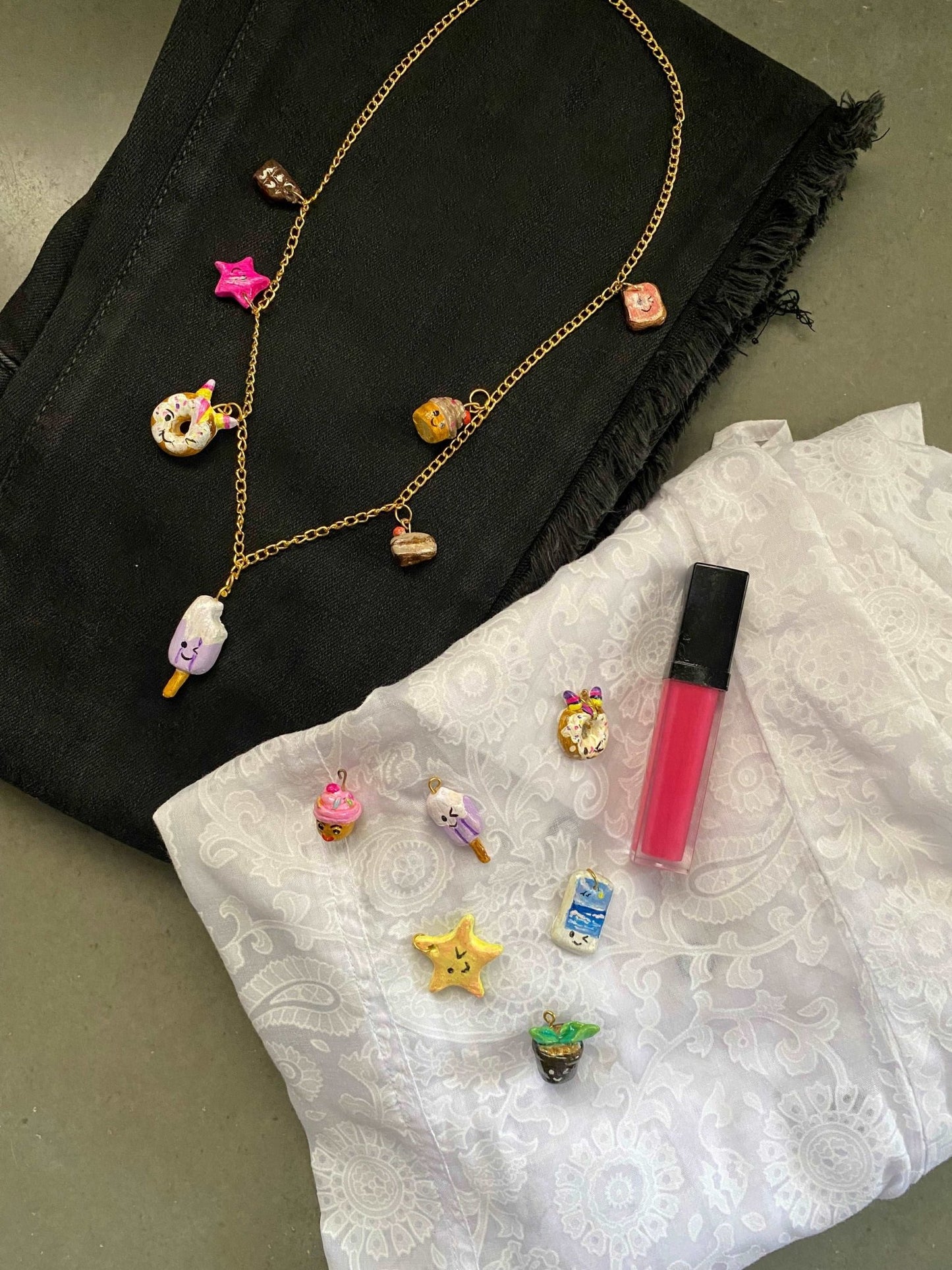 Funky multiple charms necklace chain - Kalakari