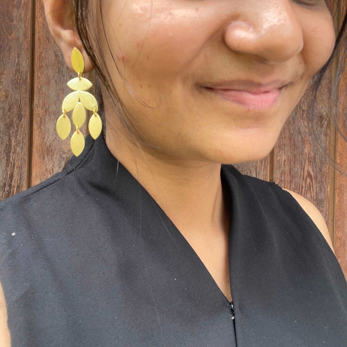 Golden Dainty floral danglers - Kalakari
