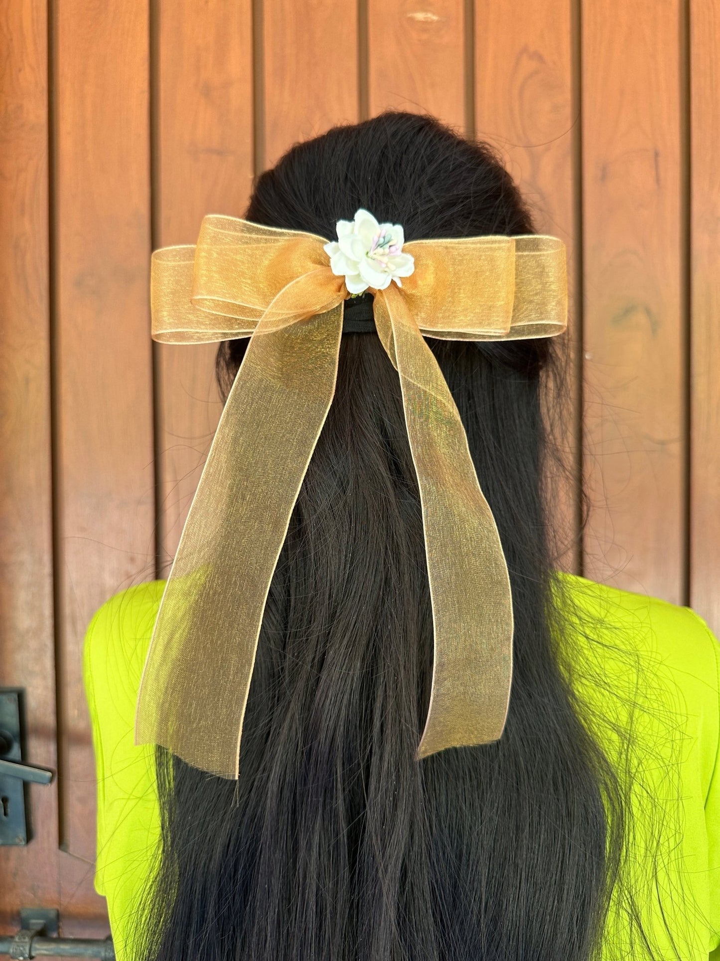 Golden organza statement bow - Kalakari