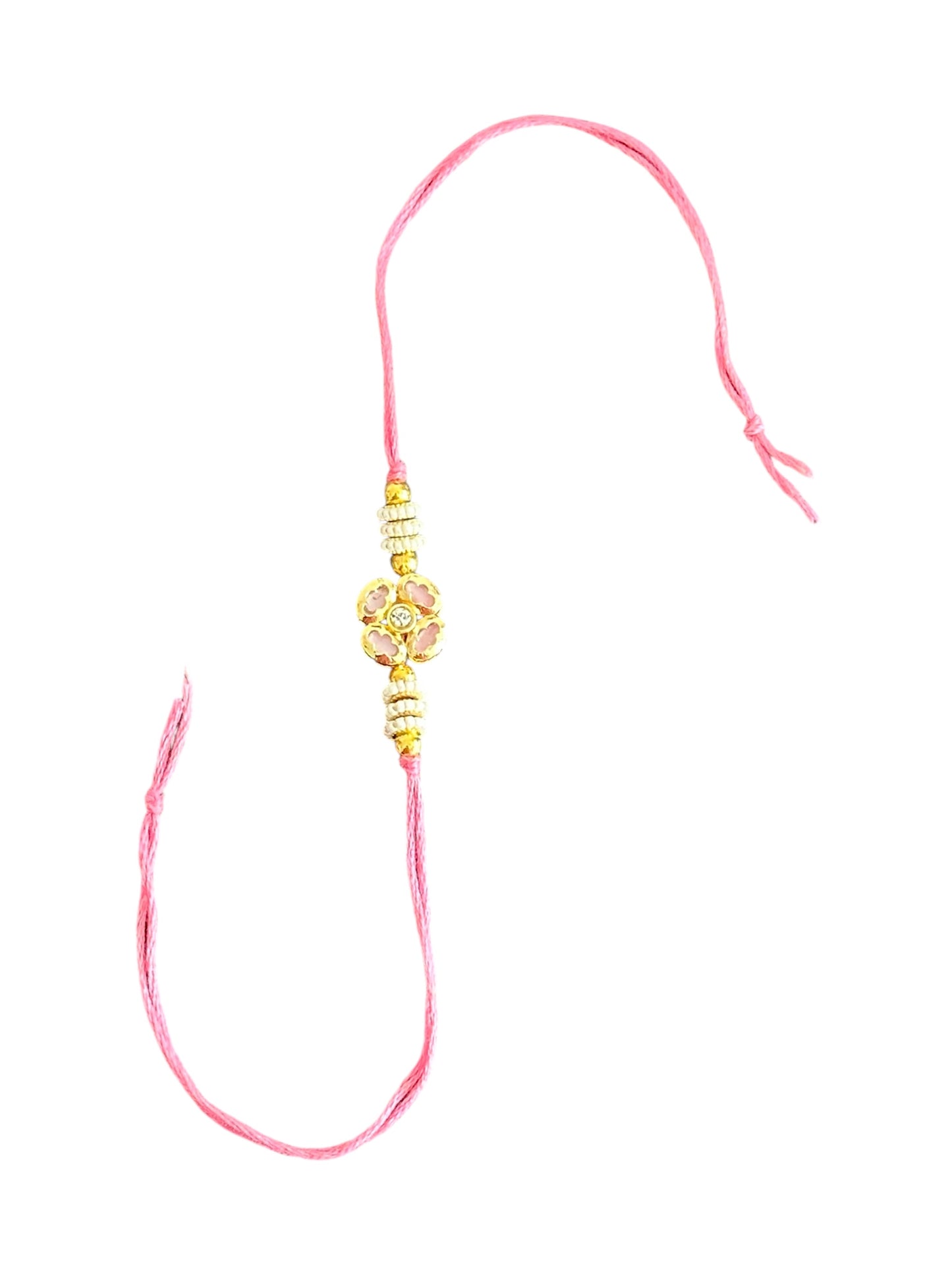 Floral pink kundan rakhi