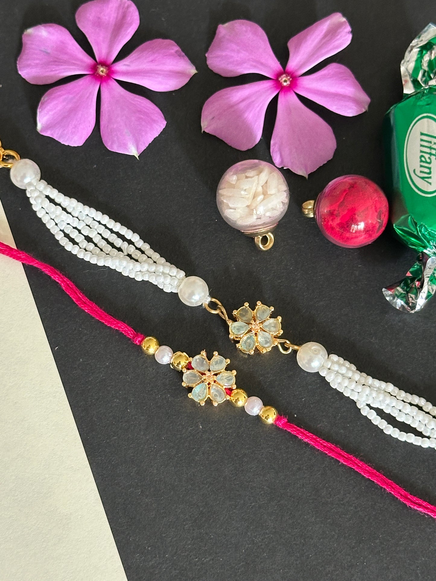 Floral kundan rakhi and lumba