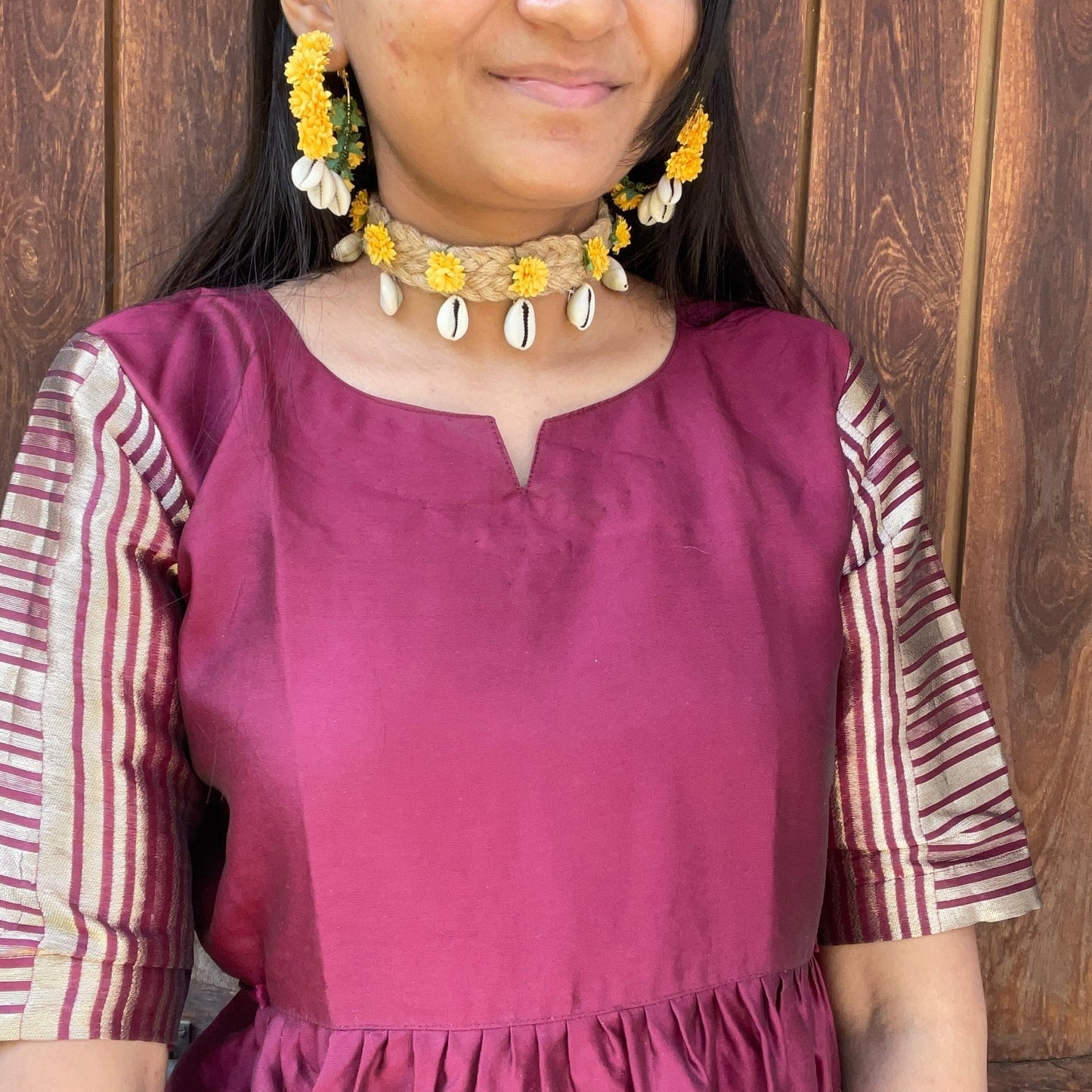 Jute floral necklace set - Kalakari