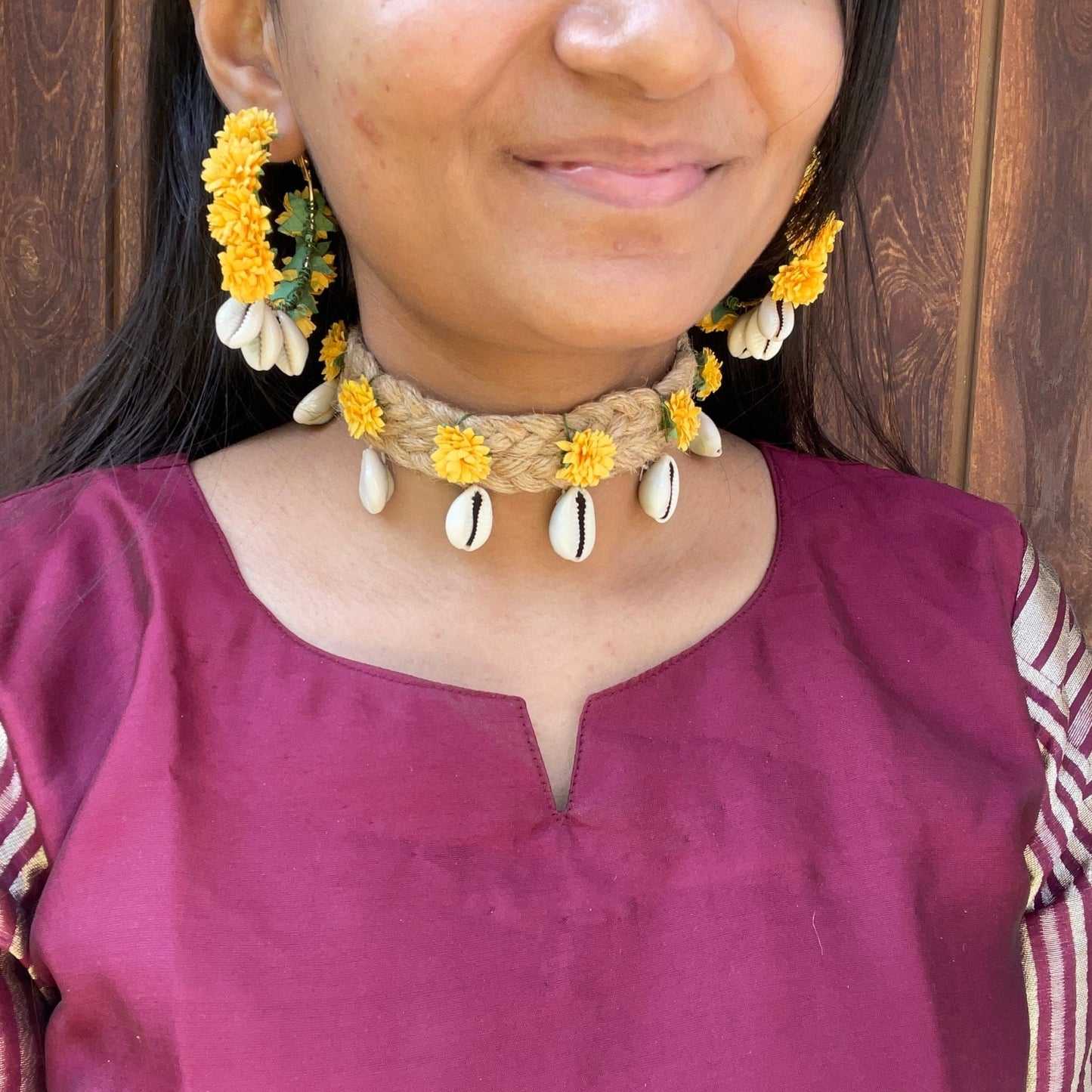 Jute floral necklace set - Kalakari