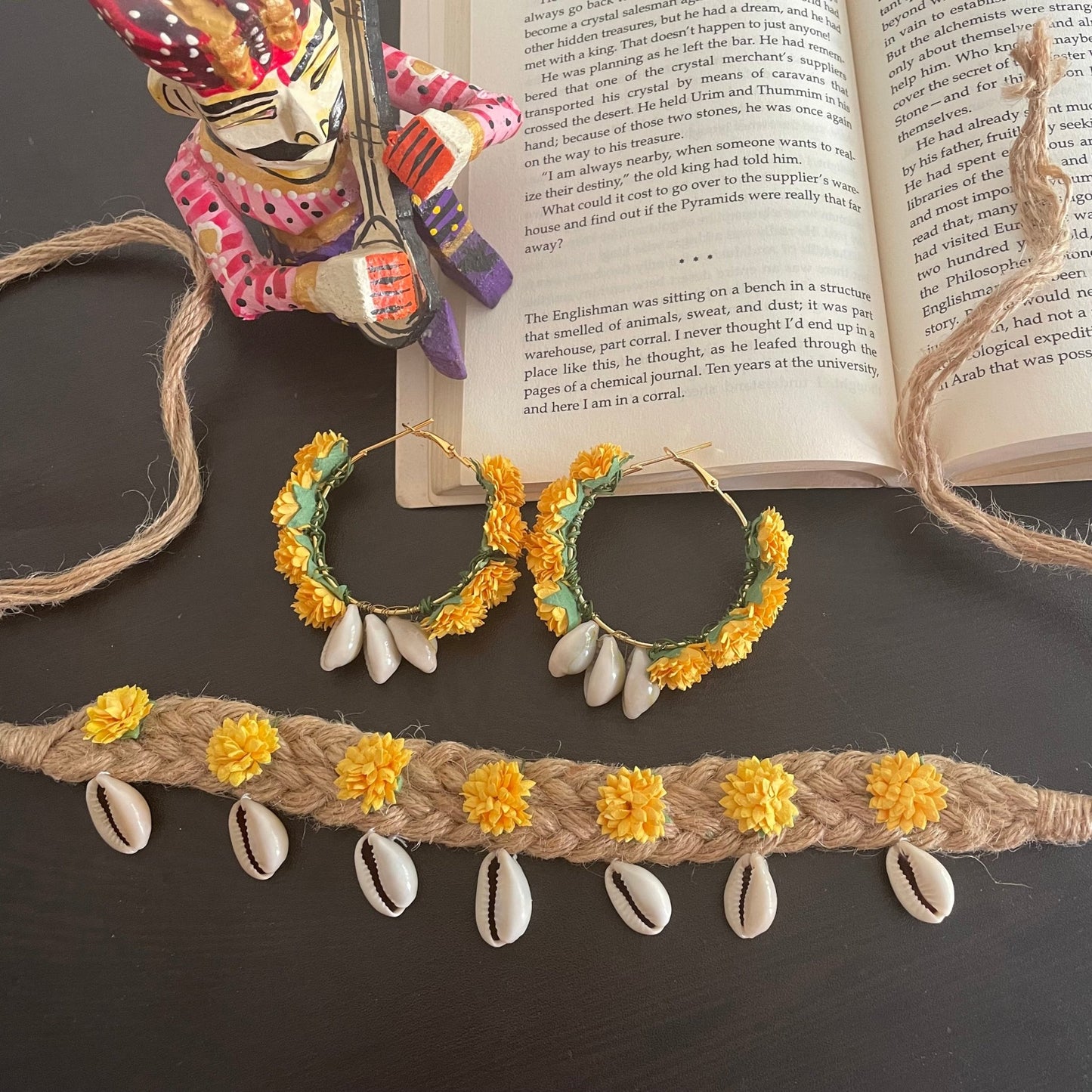 Jute floral necklace set - Kalakari