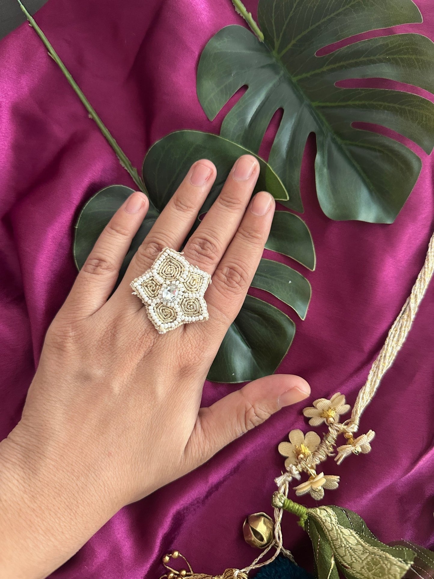 Mehendi special parandi, ring and earrings combo - Kalakari