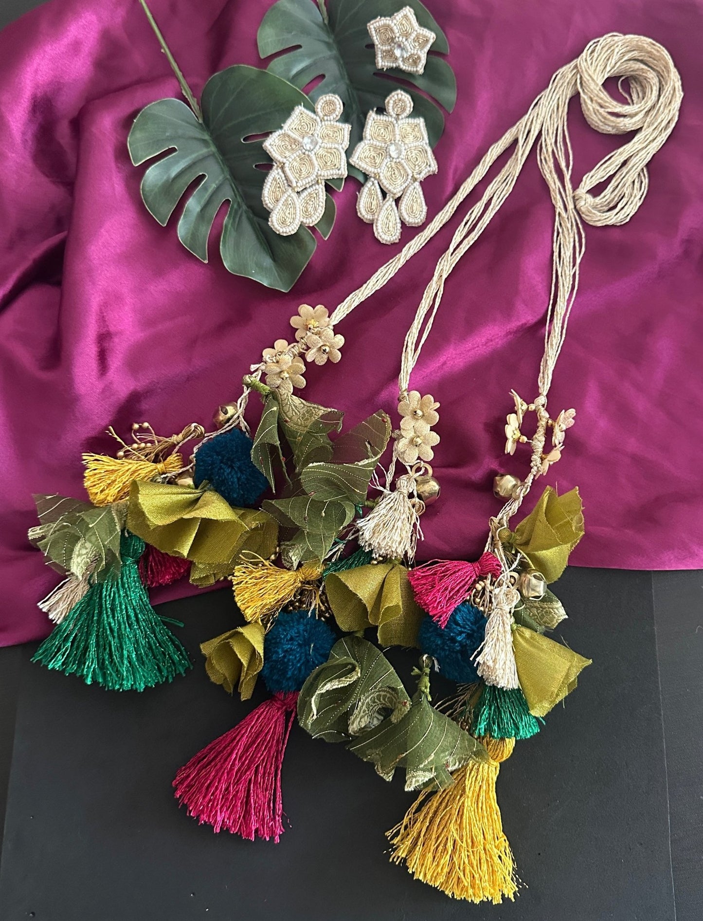 Mehendi special parandi, ring and earrings combo - Kalakari