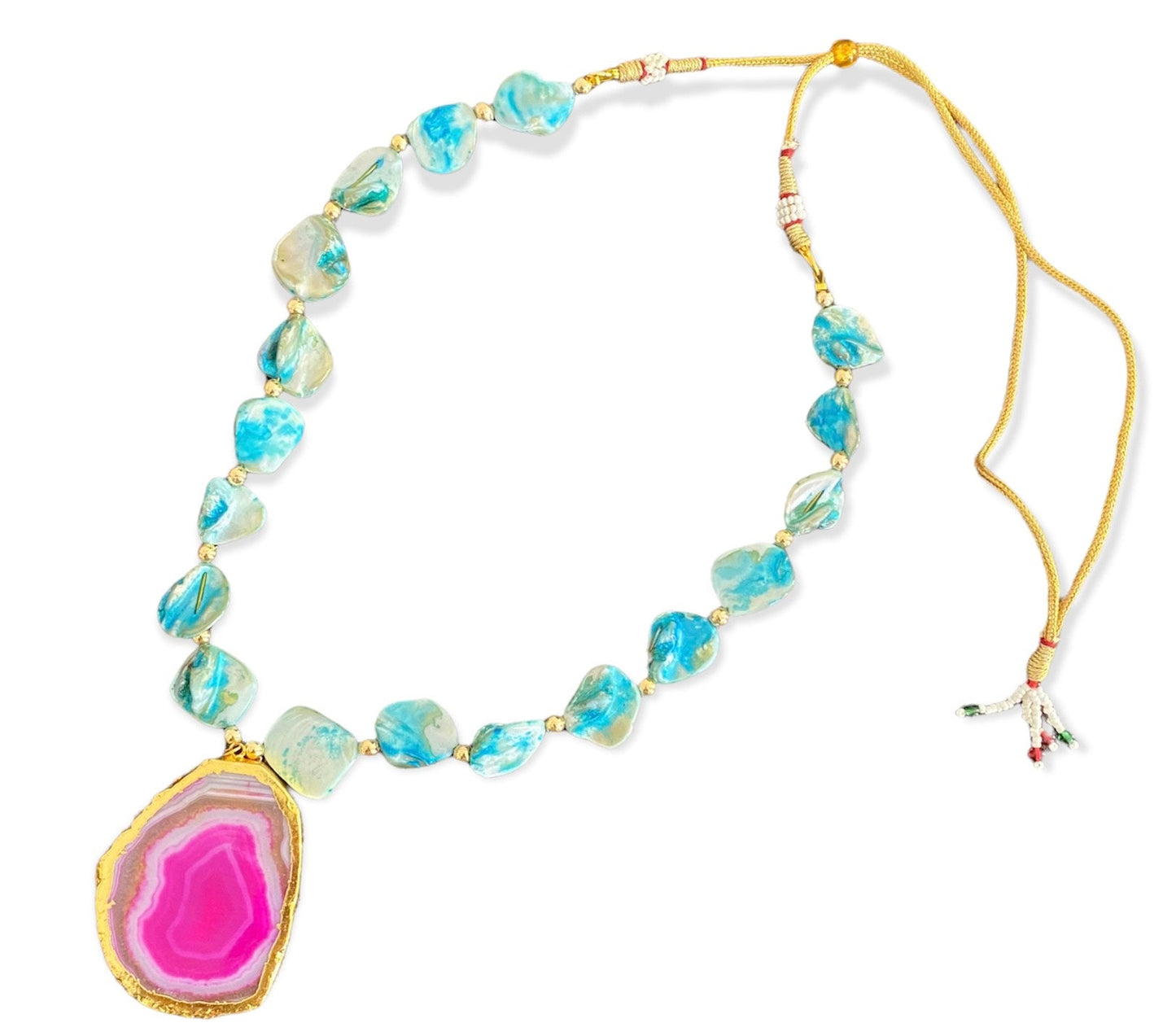 MOP and agate stone statement necklace - Kalakari