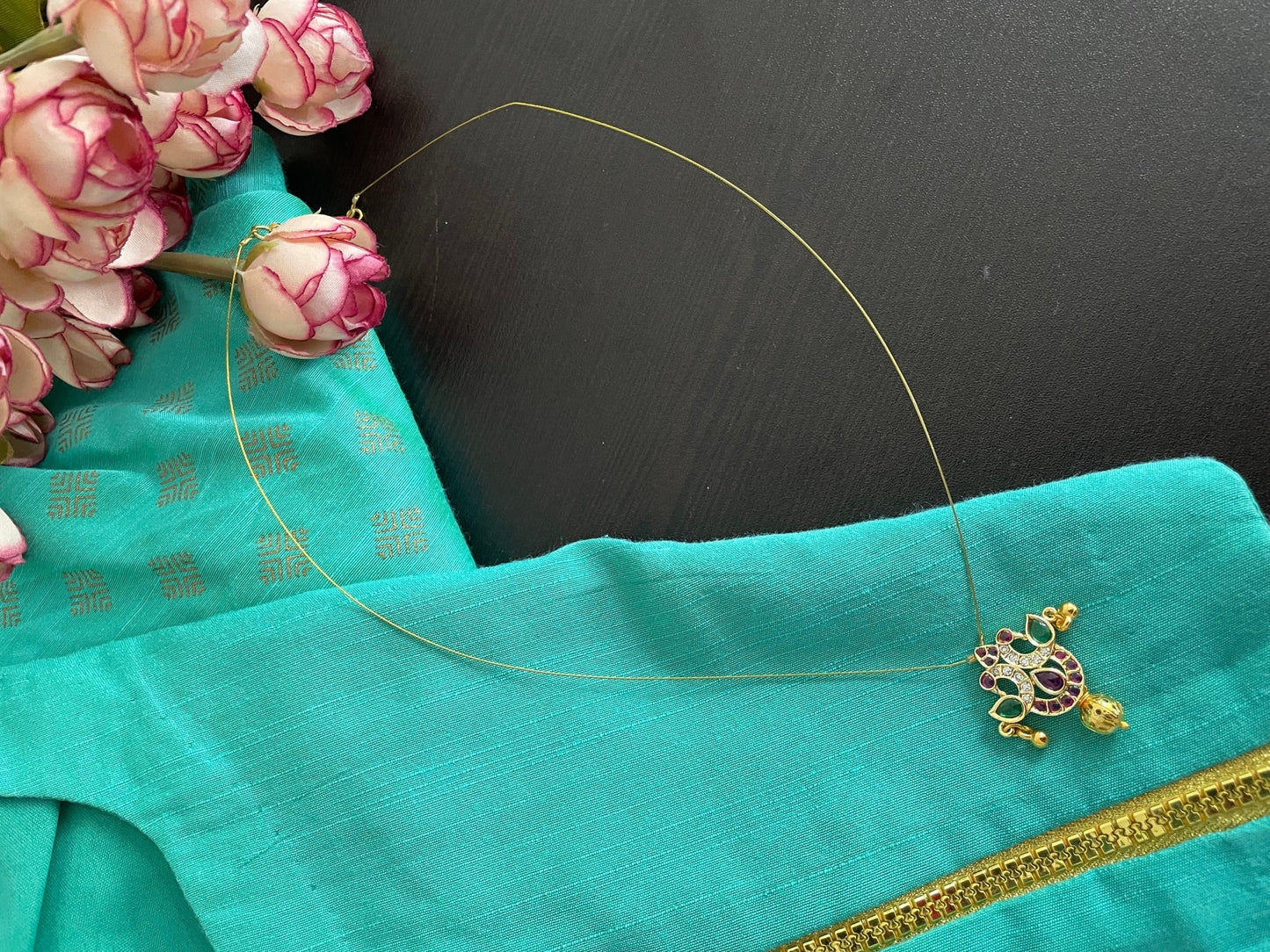 Morni polki invisible necklace - Kalakari