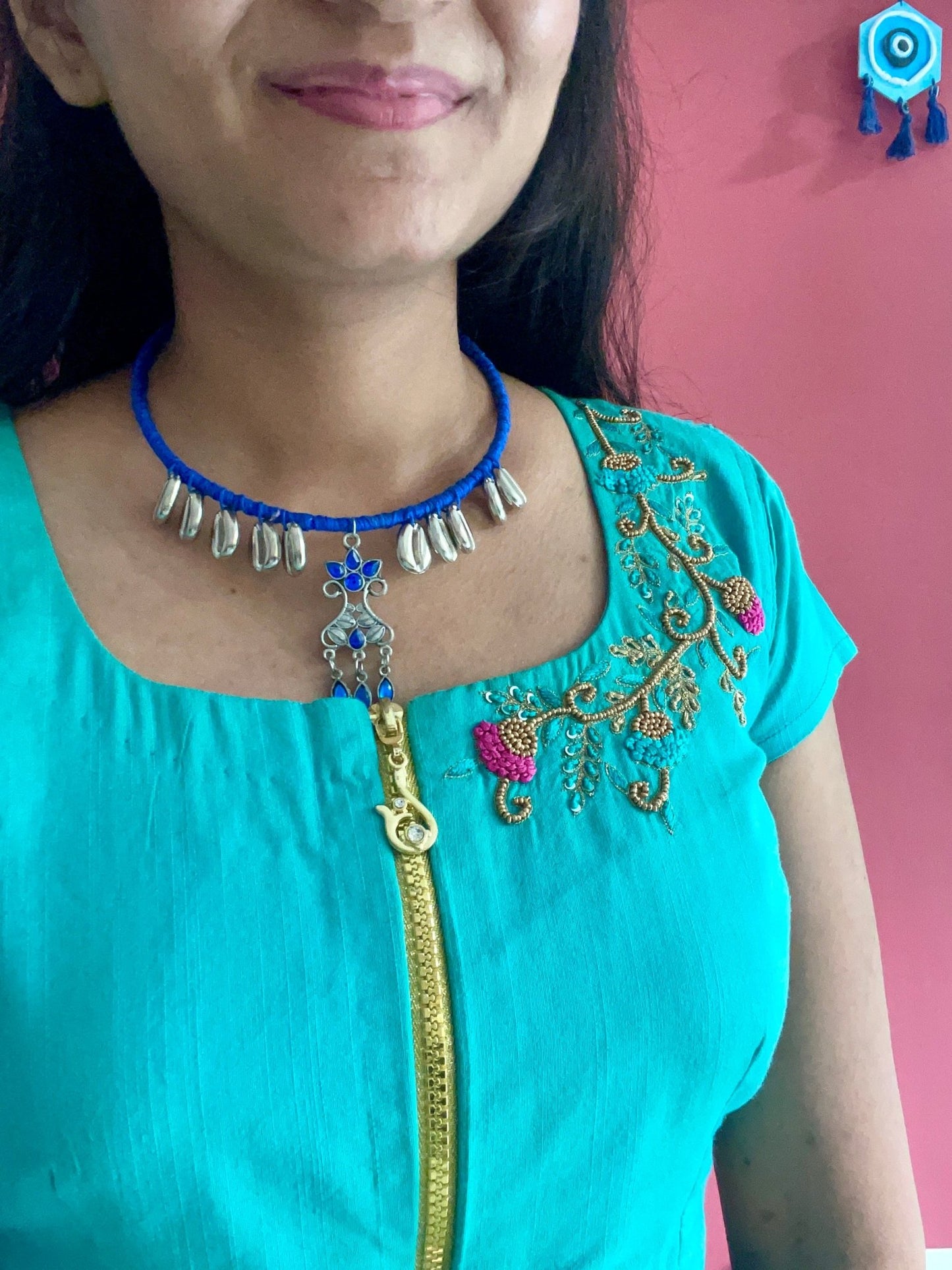 Neeli hasli and earrings - Kalakari