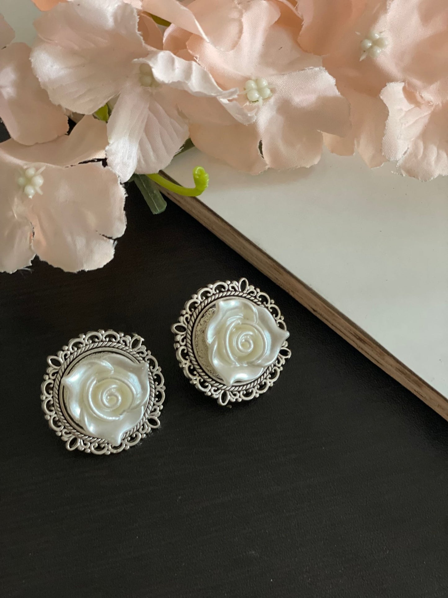 Oxidized rose studs - Kalakari