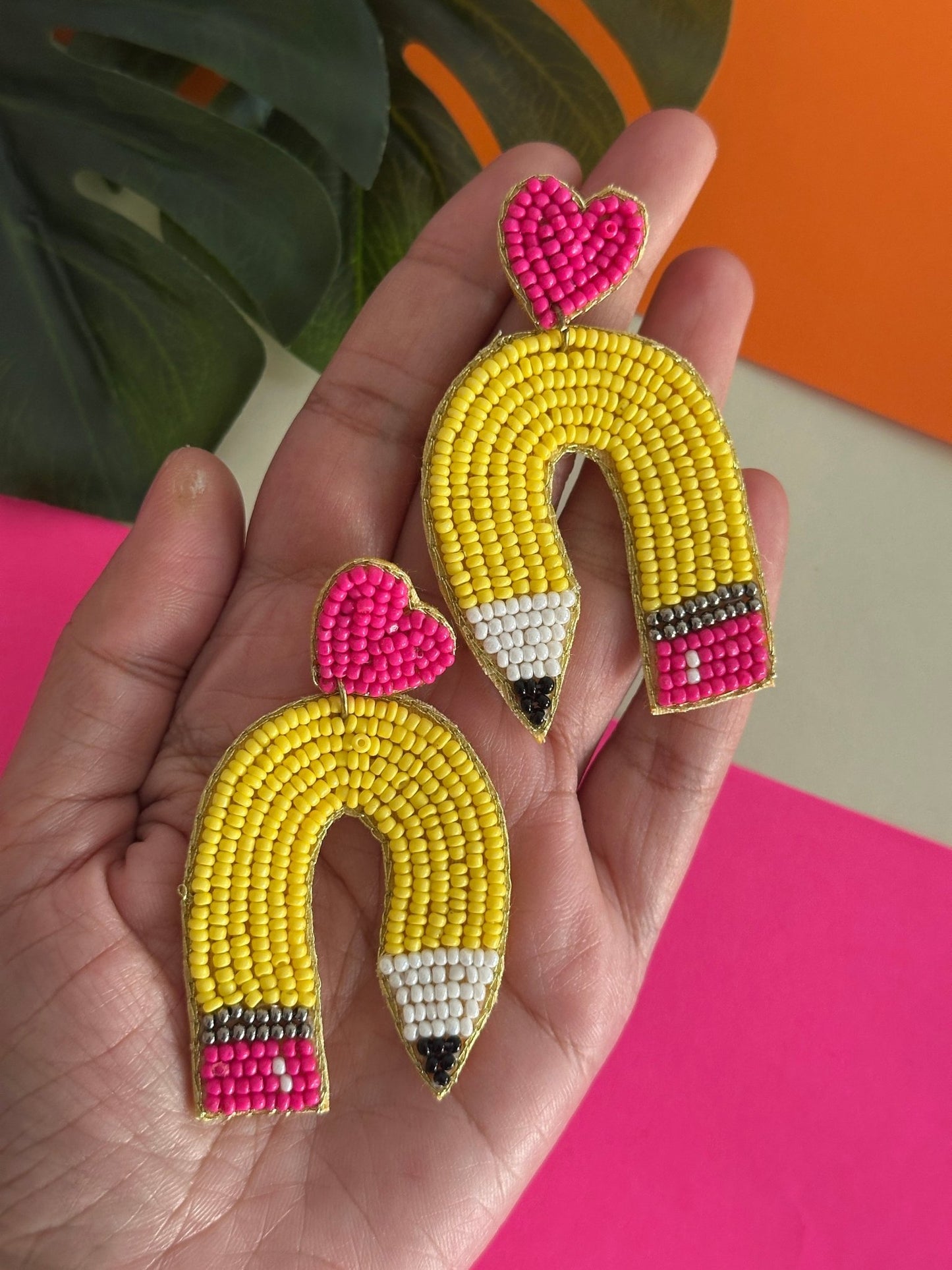 Pencil and heart danglers - Kalakari