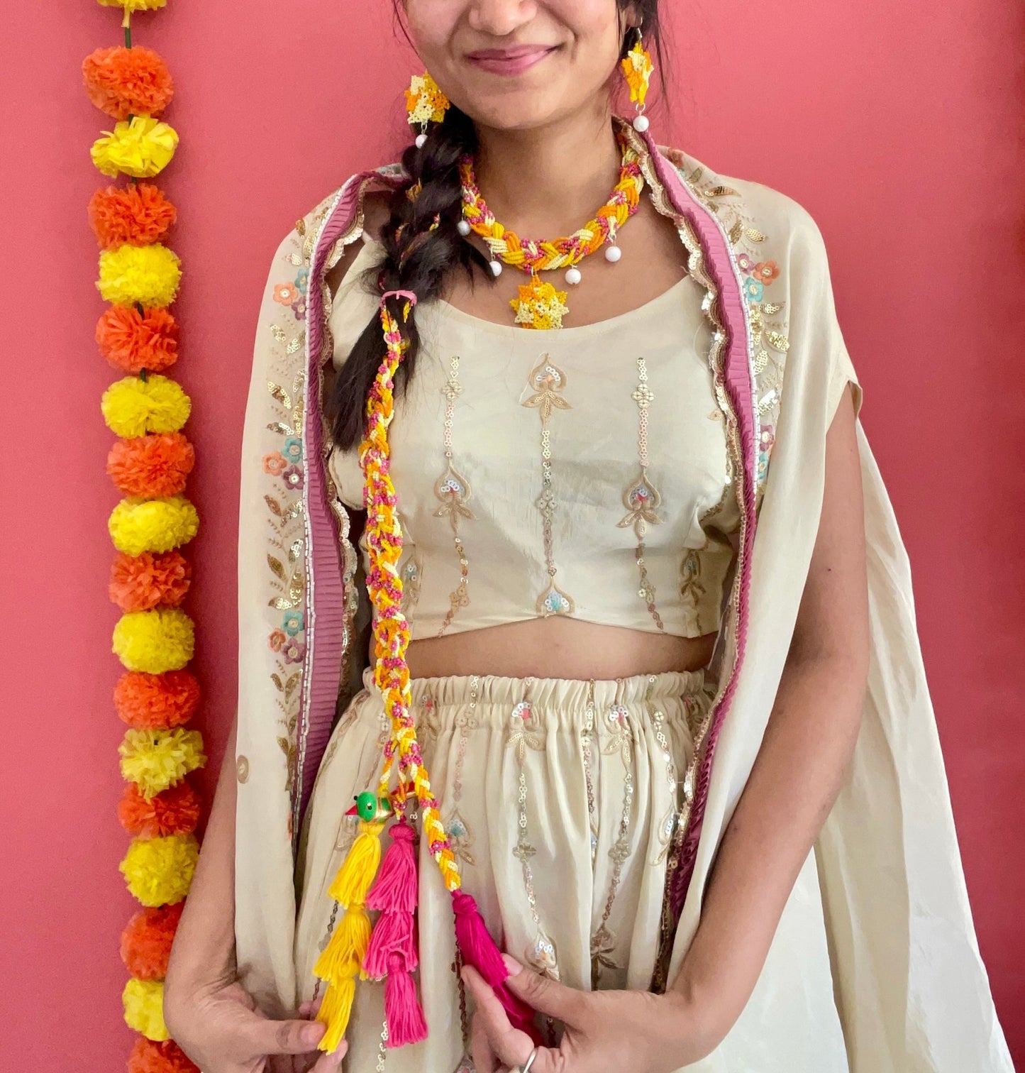 Phoolo ki bahar haldi necklace set - Kalakari