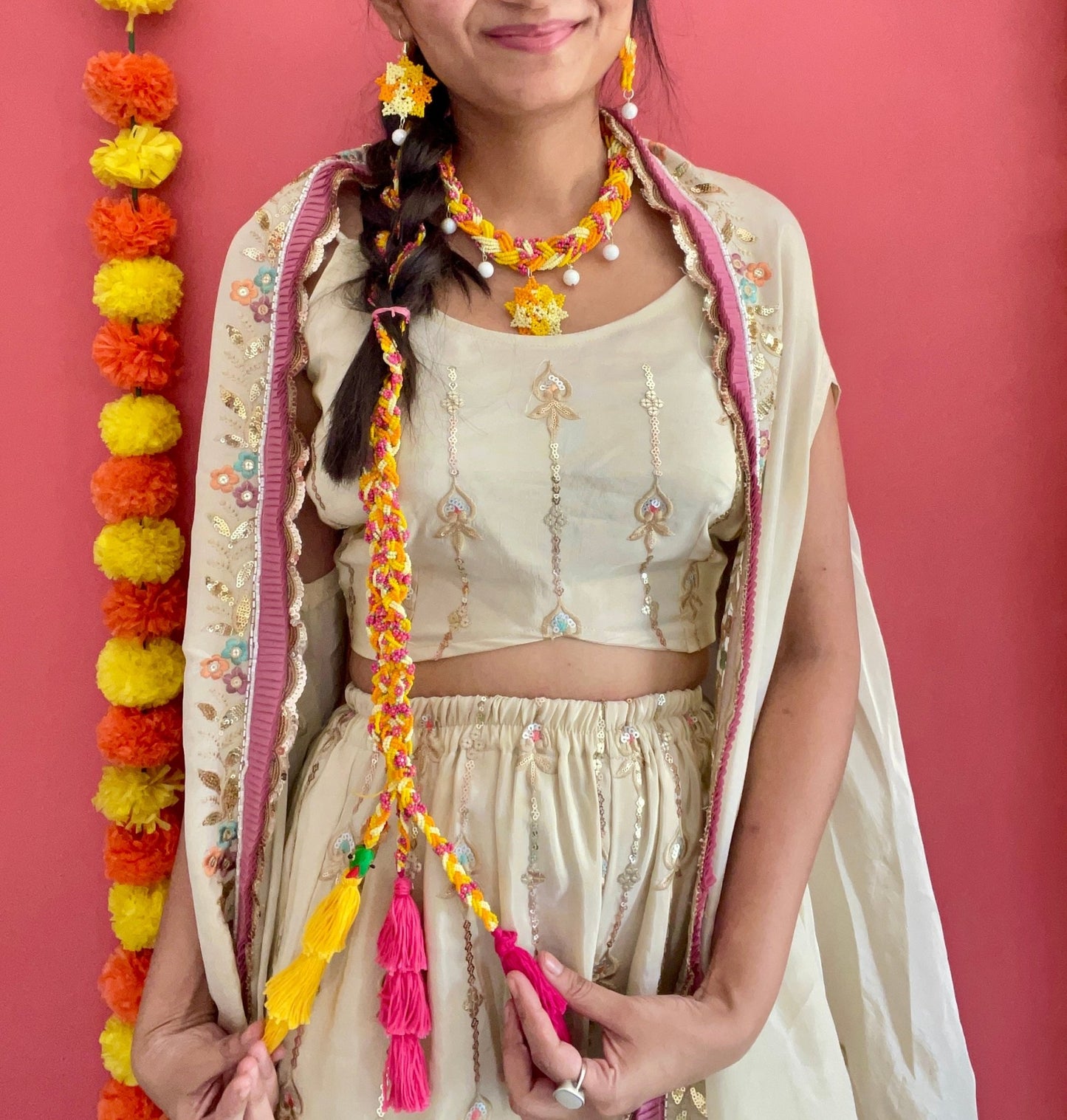 Phoolo ki bahar haldi necklace set - Kalakari