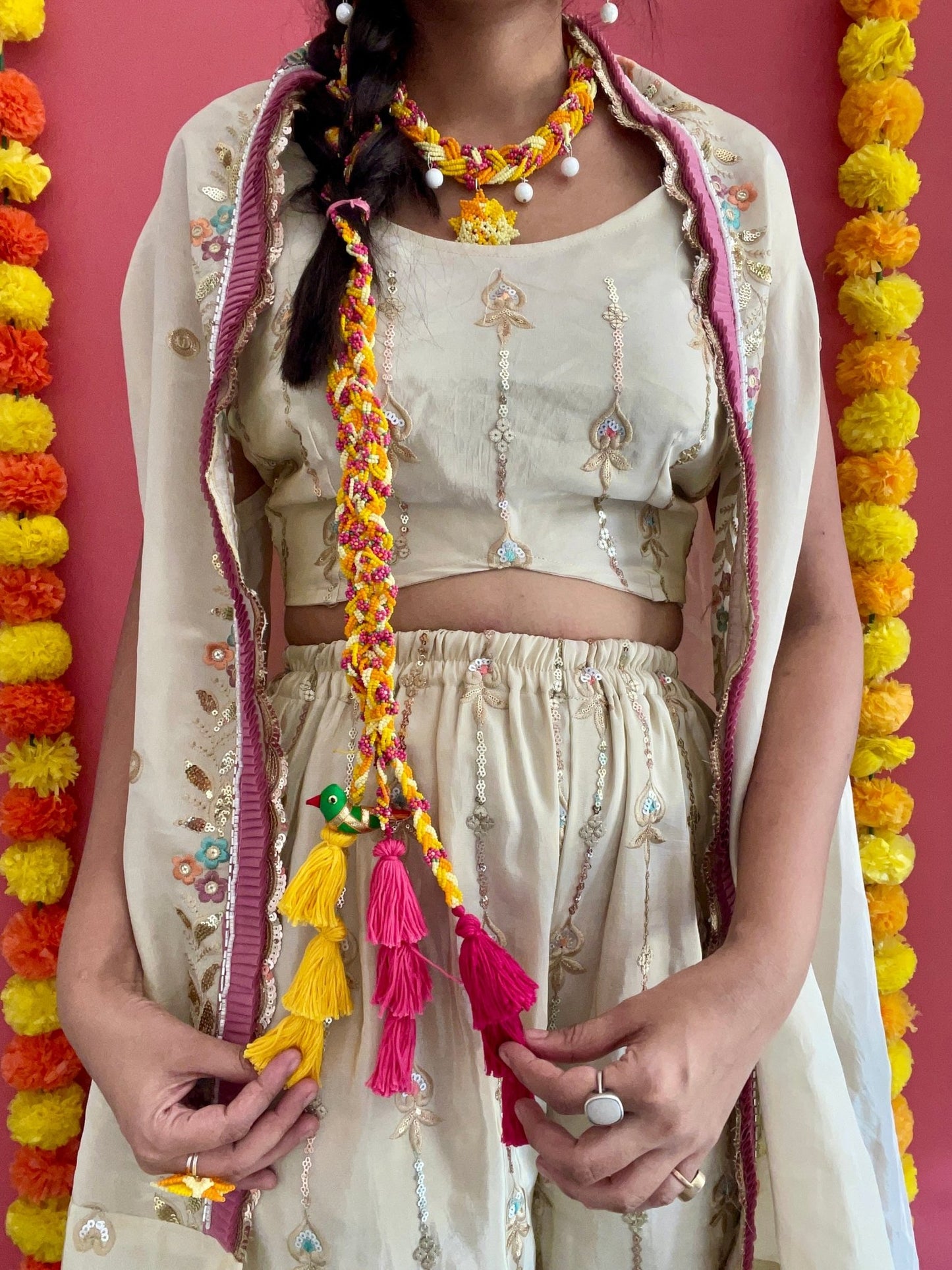 Phoolo ki bahar haldi necklace set - Kalakari