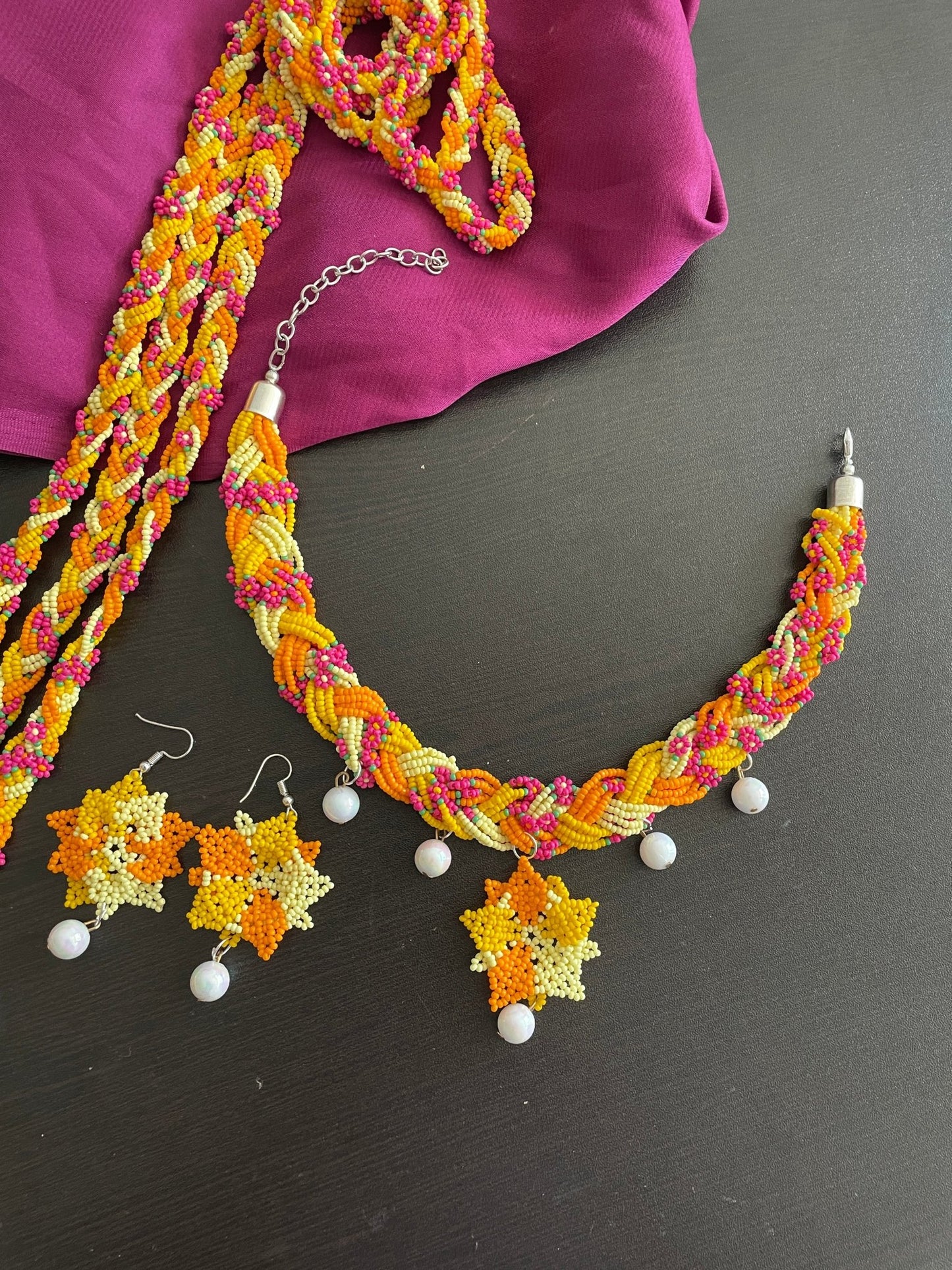 Phoolo ki bahar haldi necklace set - Kalakari
