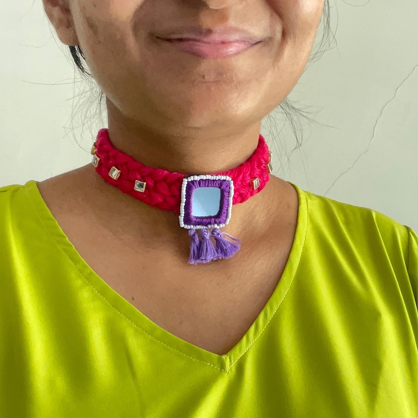 Pink boho choker - Kalakari