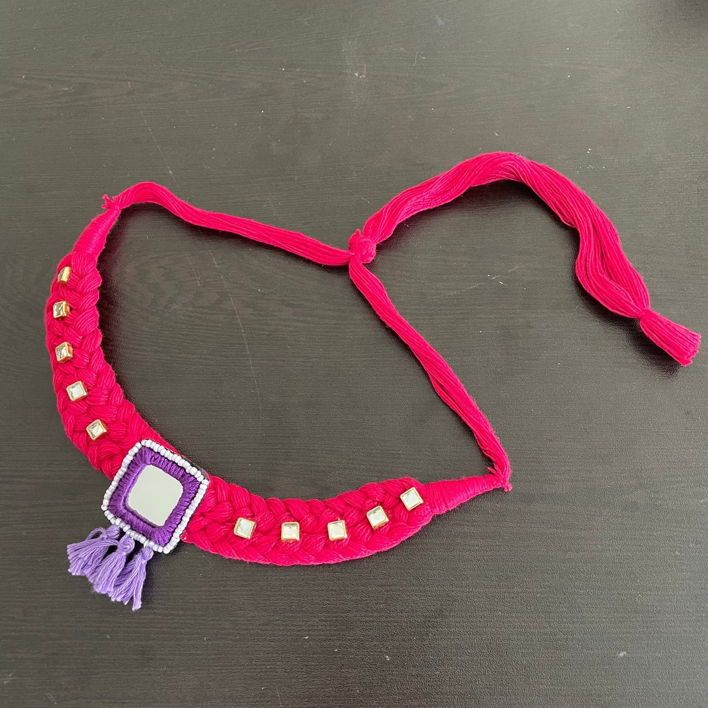 Pink boho choker - Kalakari