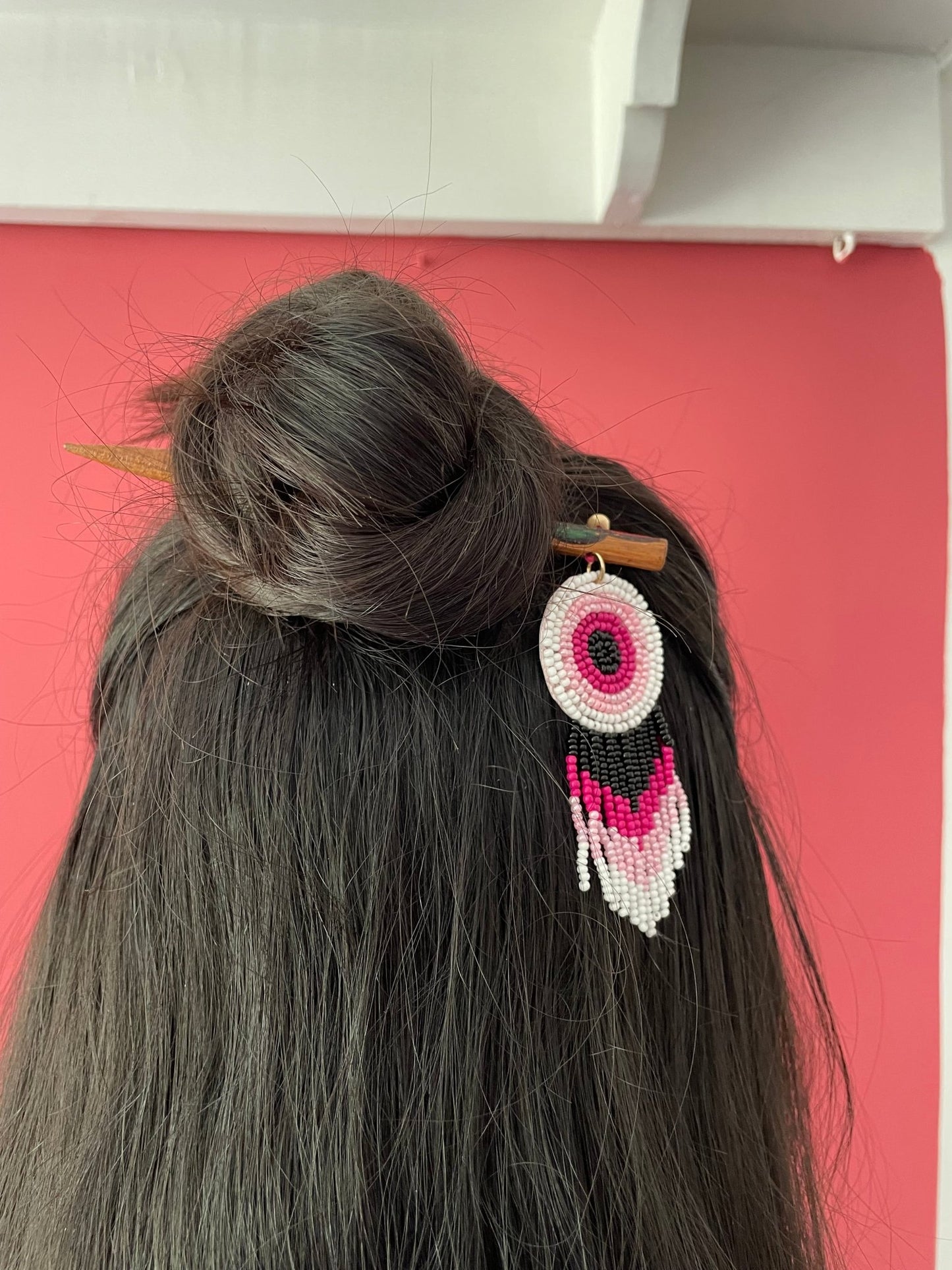 Pink Evil eye bun stick - Kalakari