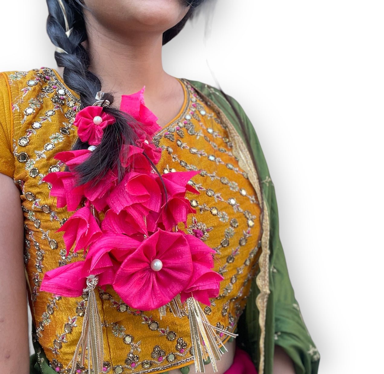 Pink floral parandi - Kalakari
