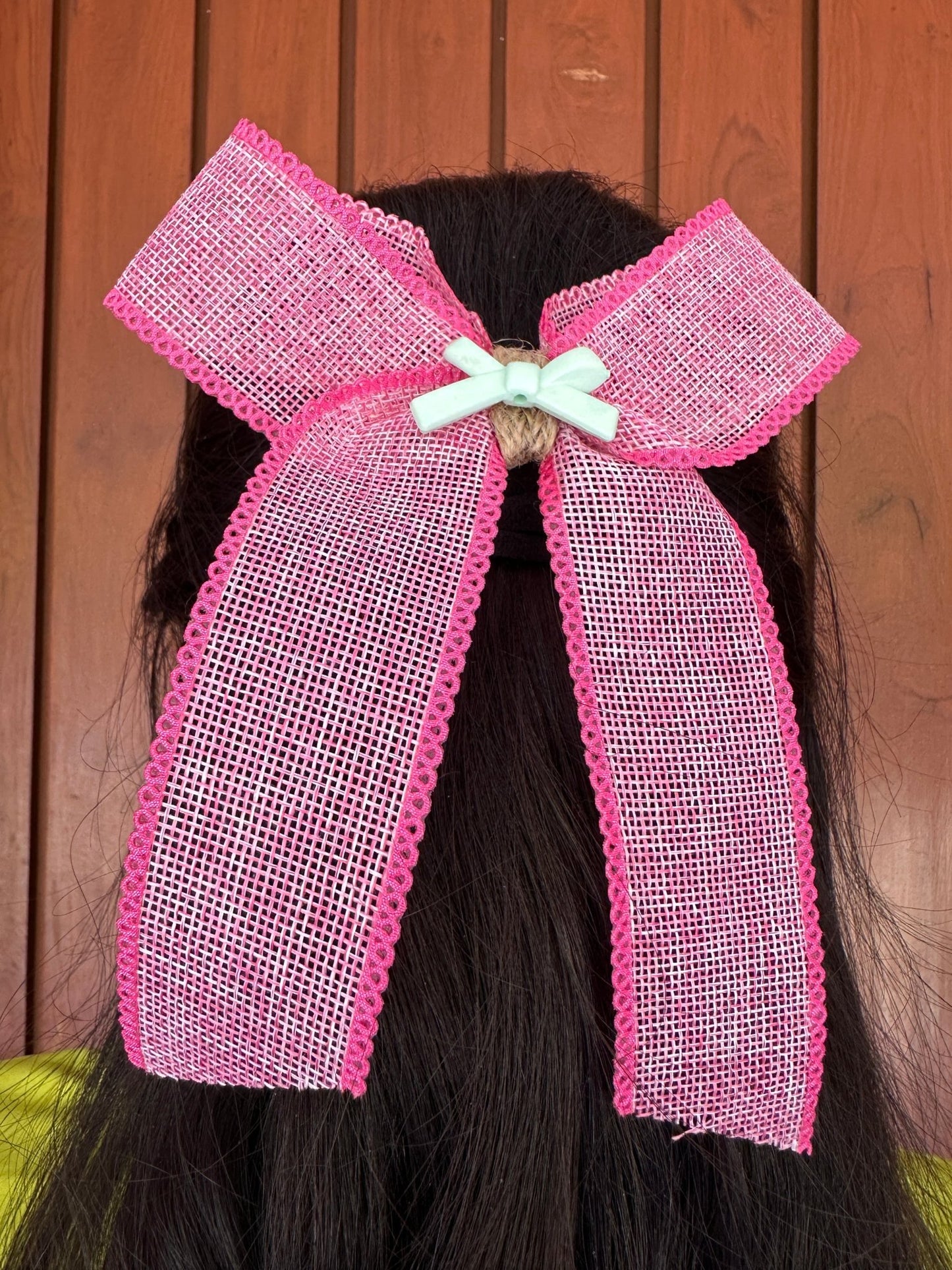 Pink jute hairbow - Kalakari