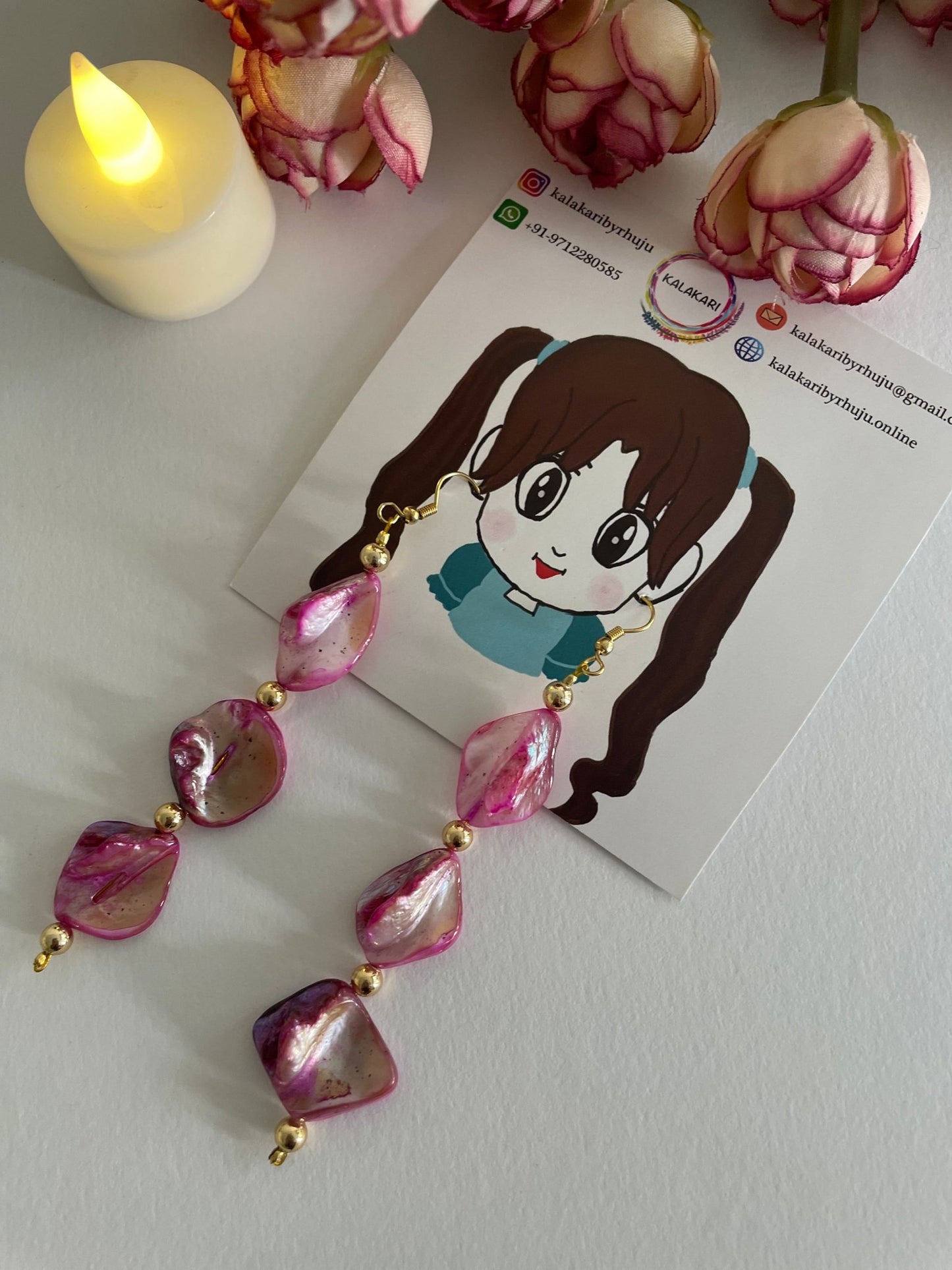 Pink MOP danglers - Kalakari