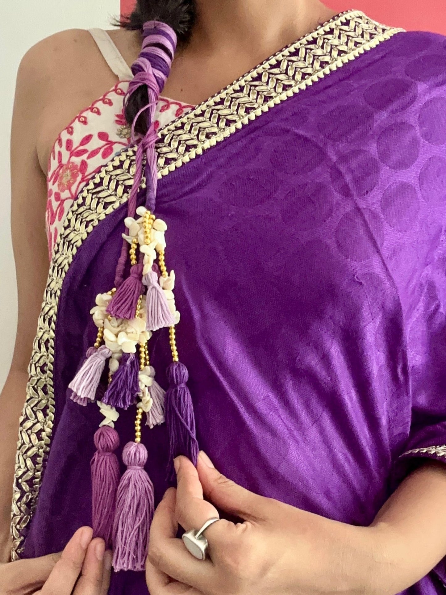 Purple mother of pearls parandi - Kalakari