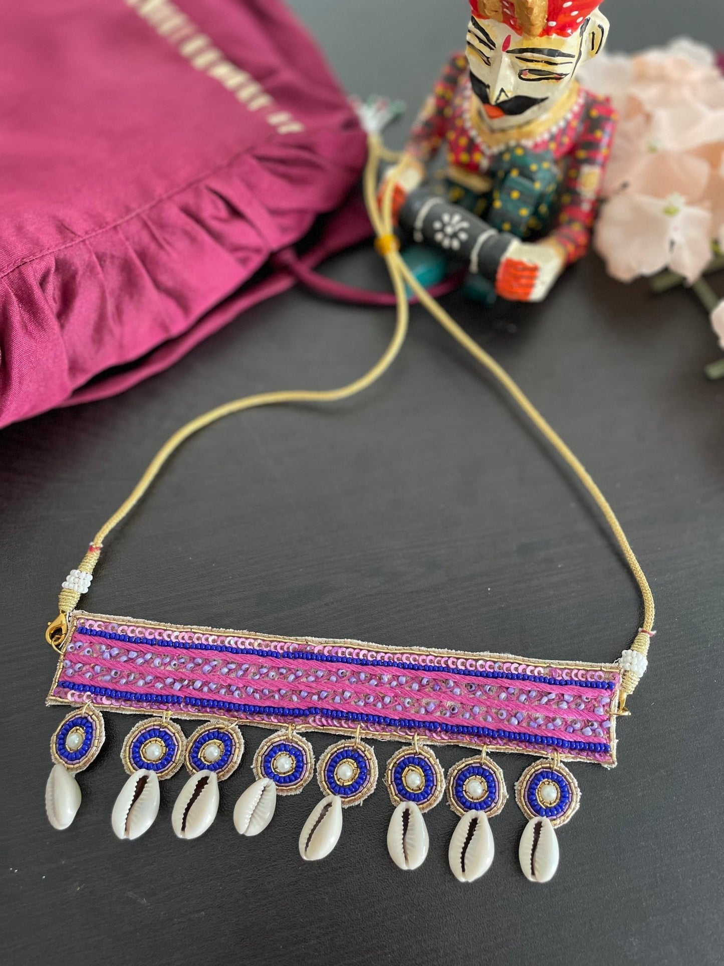 Quirky shell and beaded choker - Kalakari