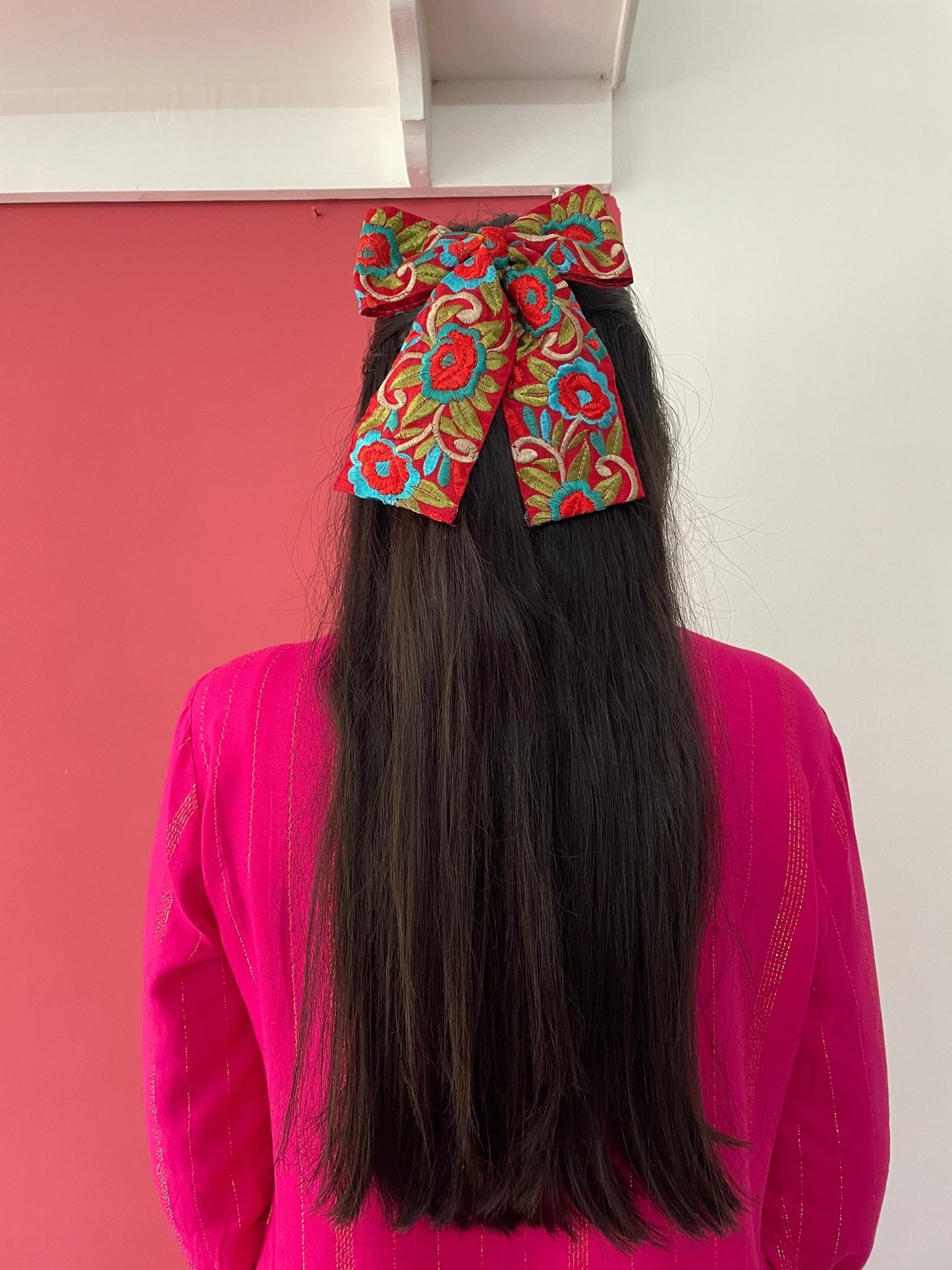 Rustic red hairbow - Kalakari