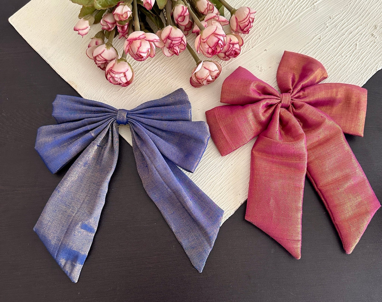 Set of 2 tissue silk hairbows - Kalakari