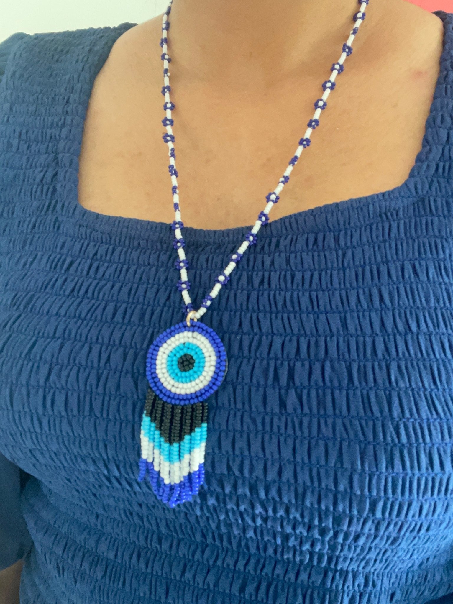 Set of nazarbattu earrings and necklace - Kalakari