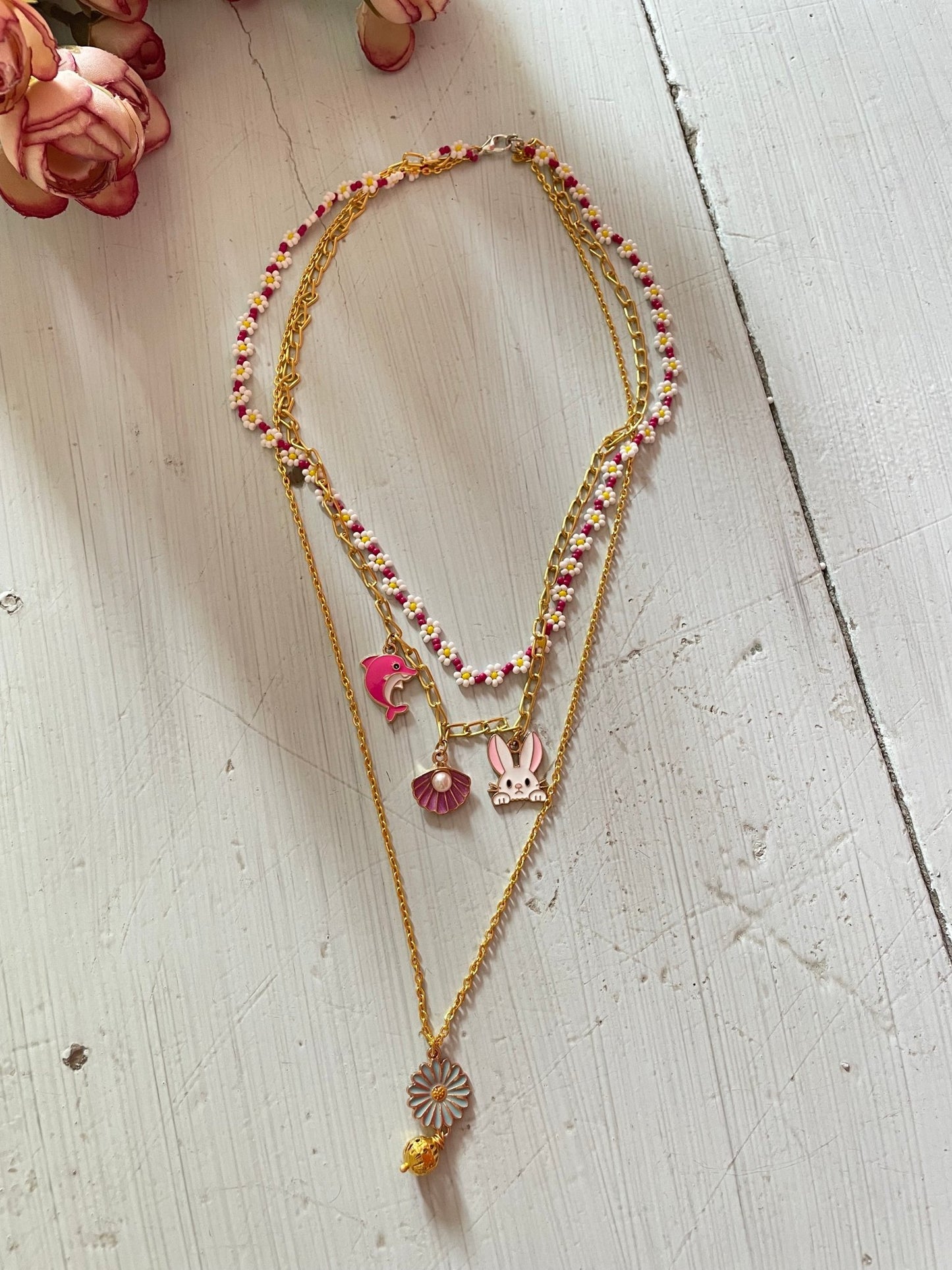 Tripple layered dainty necklace - Kalakari